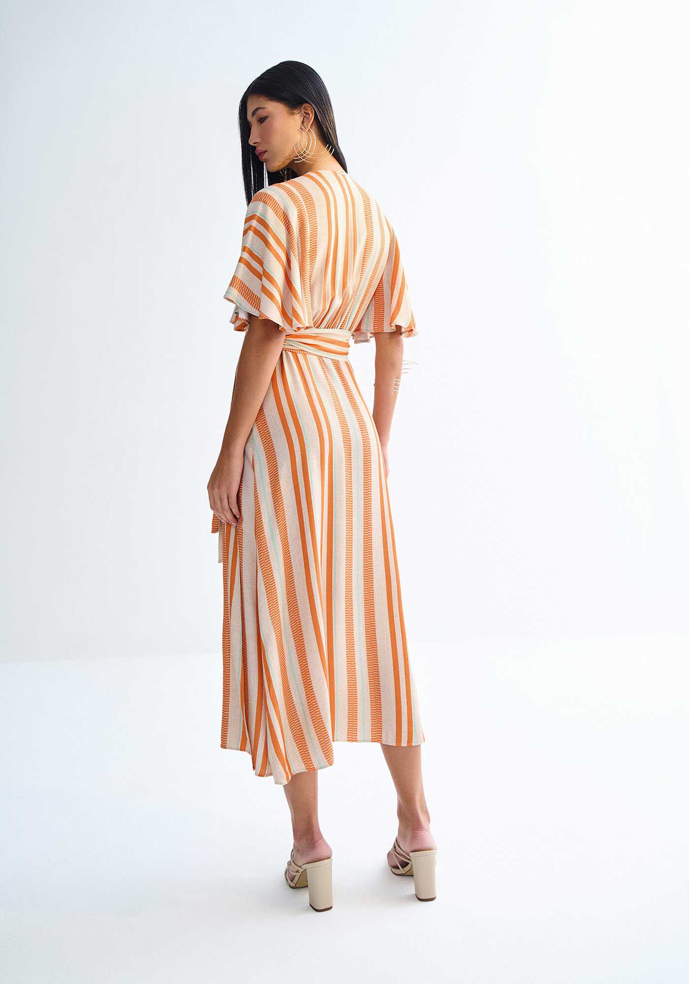 Vestido Midi Transpassado em Viscose Estampado, , large.