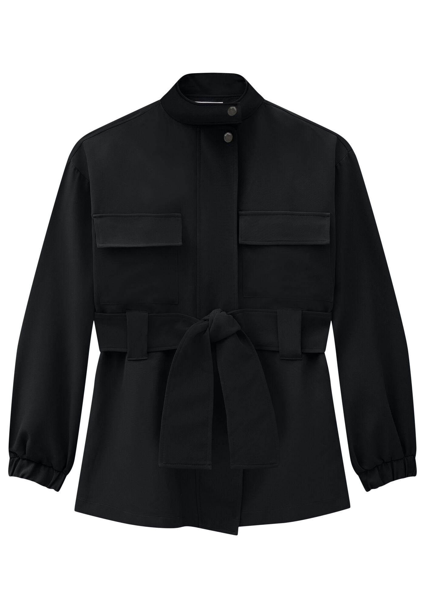 Jaqueta Tecido Petra com Bolsos e Faixa, , large.