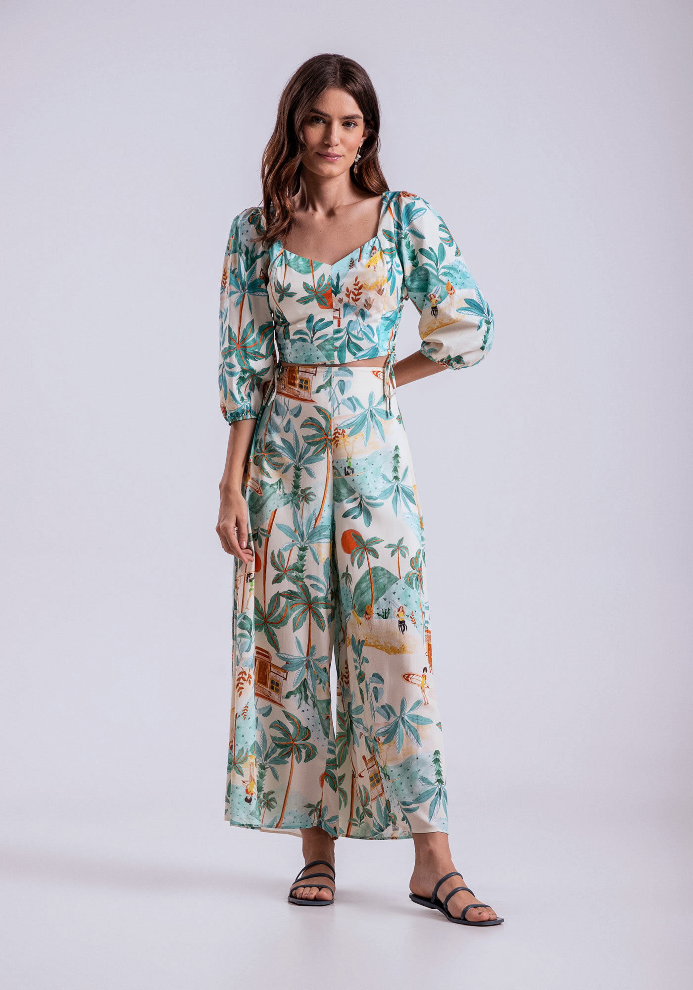 Cal&ccedil;a Pantacourt Viscose Estampada, , large.