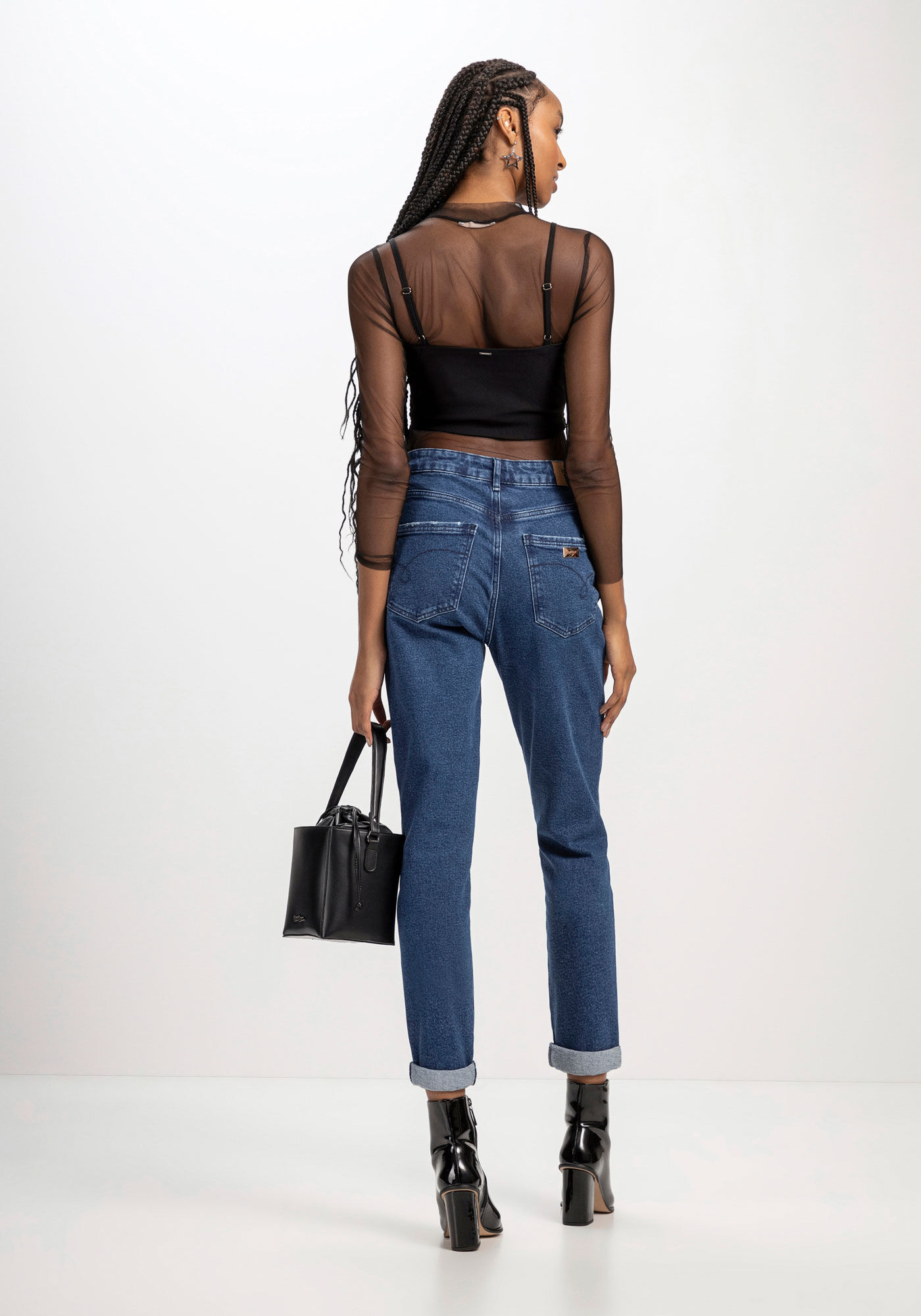 Cal&ccedil;a Jeans Mom Super Alta com Elasticidade, , large.