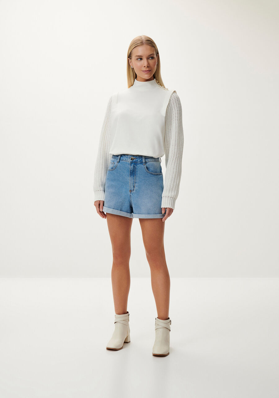Shorts Jeans Mom Super Alto com Elasticidade, . Shorts Jeans Mom Super Alto com Elasticidade, , large.