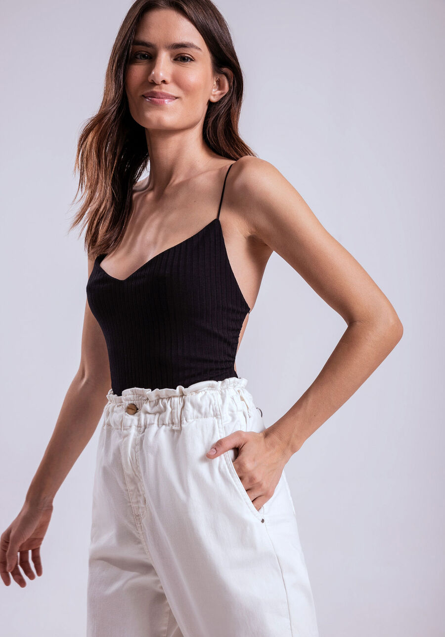 Body Canelado com Costas Abertas, PRETO REATIVO. Body Canelado com Costas Abertas, PRETO REATIVO, large.