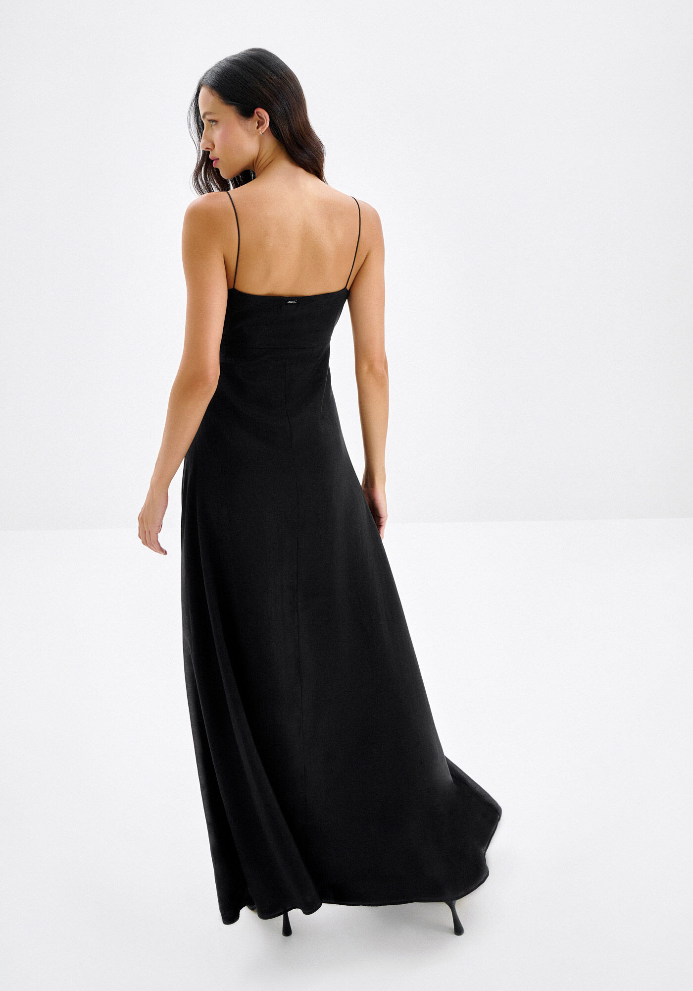 Vestido Longo com Al&ccedil;as Longo em Lyocel, , large.