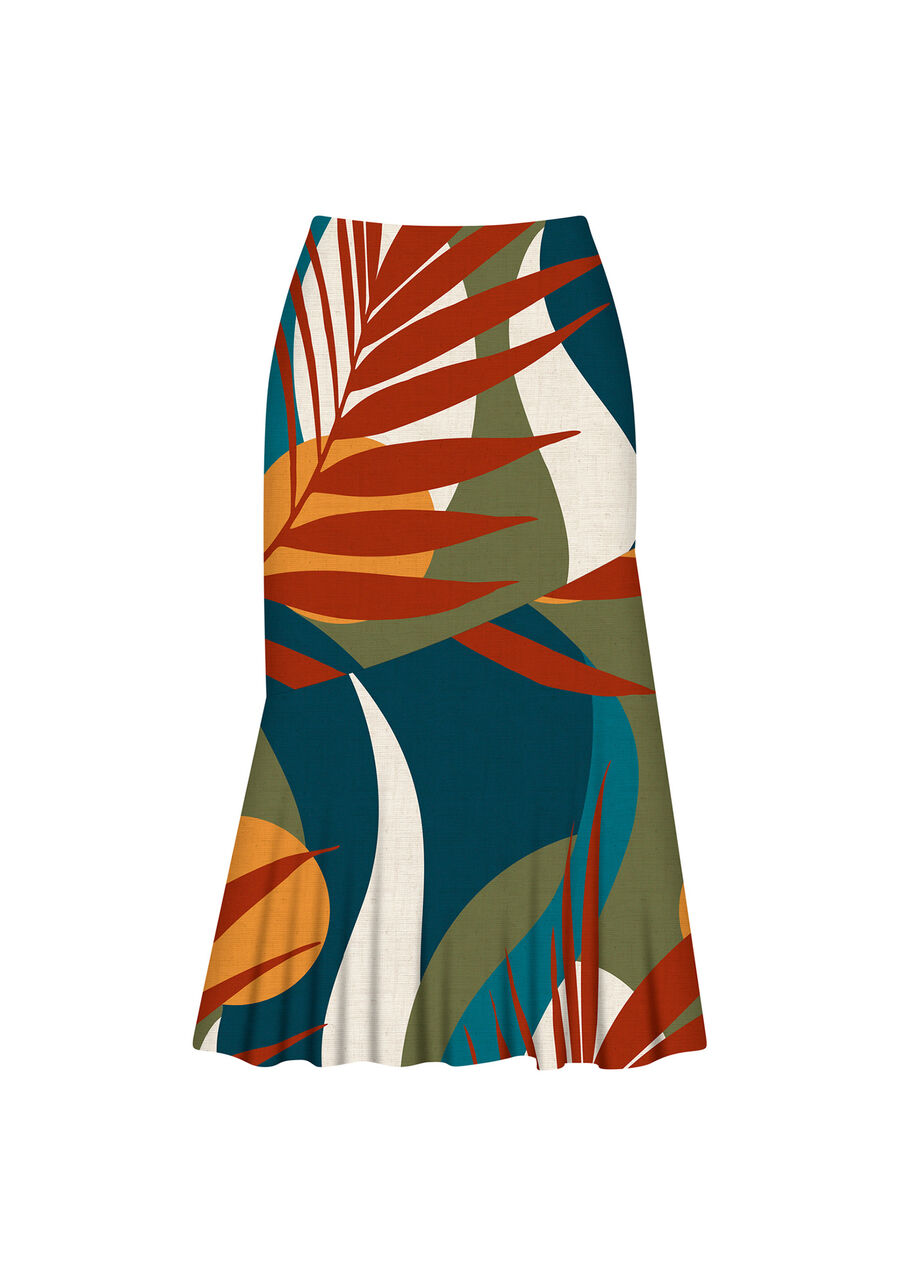 Saia Mídi Babado Godê Estampa, . Saia Mídi Babado Godê Estampa, , large.