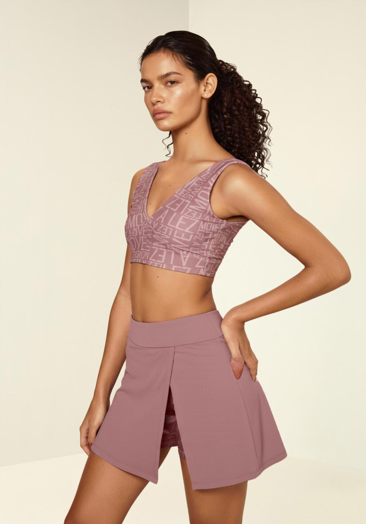 Shorts Saia De Cintura Alta Com Prote&ccedil;&atilde;o Solar, ROSA VINTAGE, large.