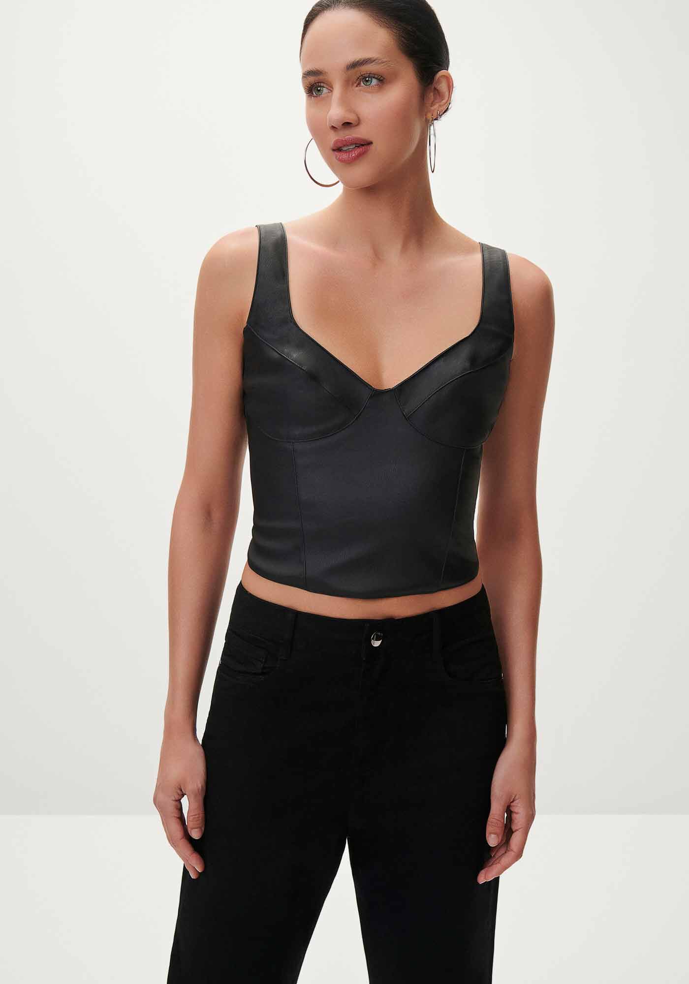 Blusa Corset em PU, , large.