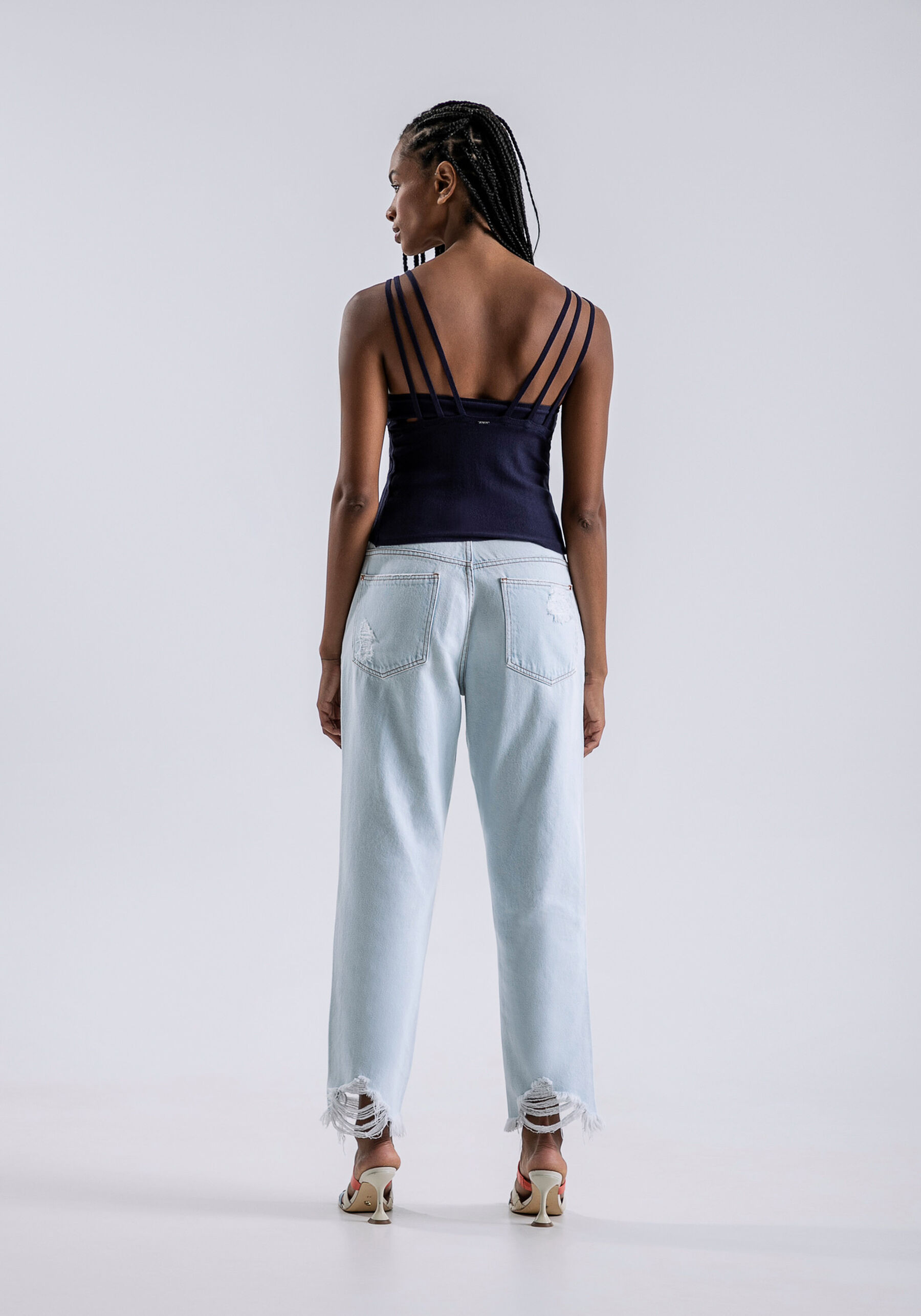 Blusa com Alças Tricô com Tiras Costas, MARINHO STELLA. Blusa com Alças Tricô com Tiras Costas, MARINHO STELLA, large.