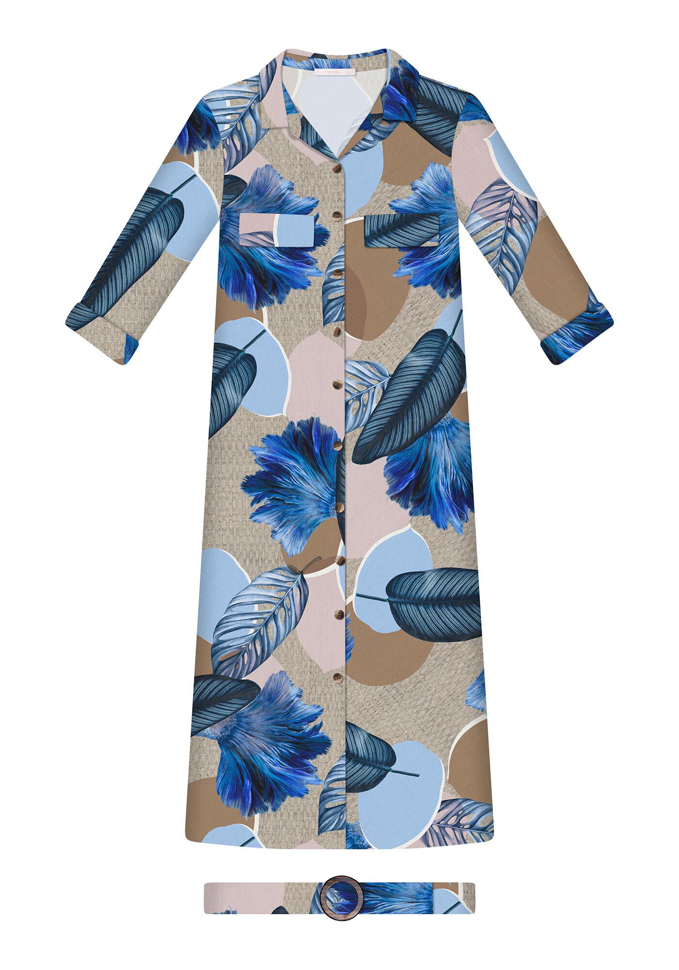 Vestido Chemise M&iacute;di Estampa, , large.