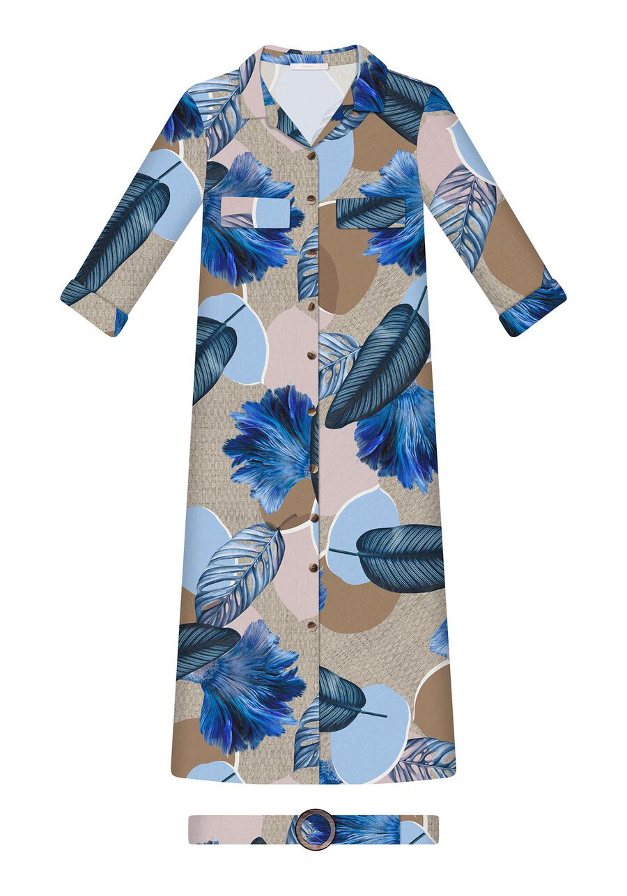 Vestido Chemise Mídi Estampa, . Vestido Chemise Mídi Estampa, , large.