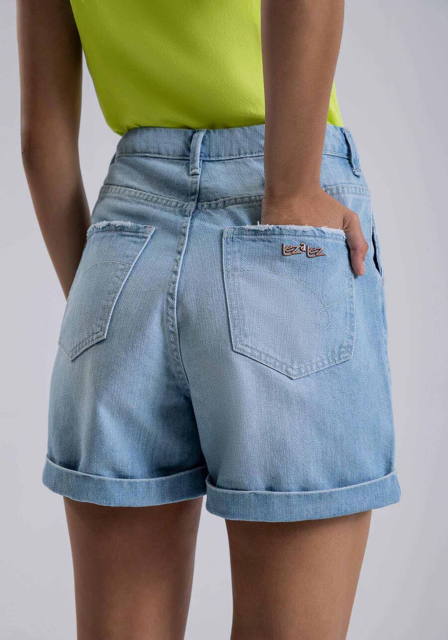Shorts Jeans Alfaiataria com Cintura Alta, JEANS, large.