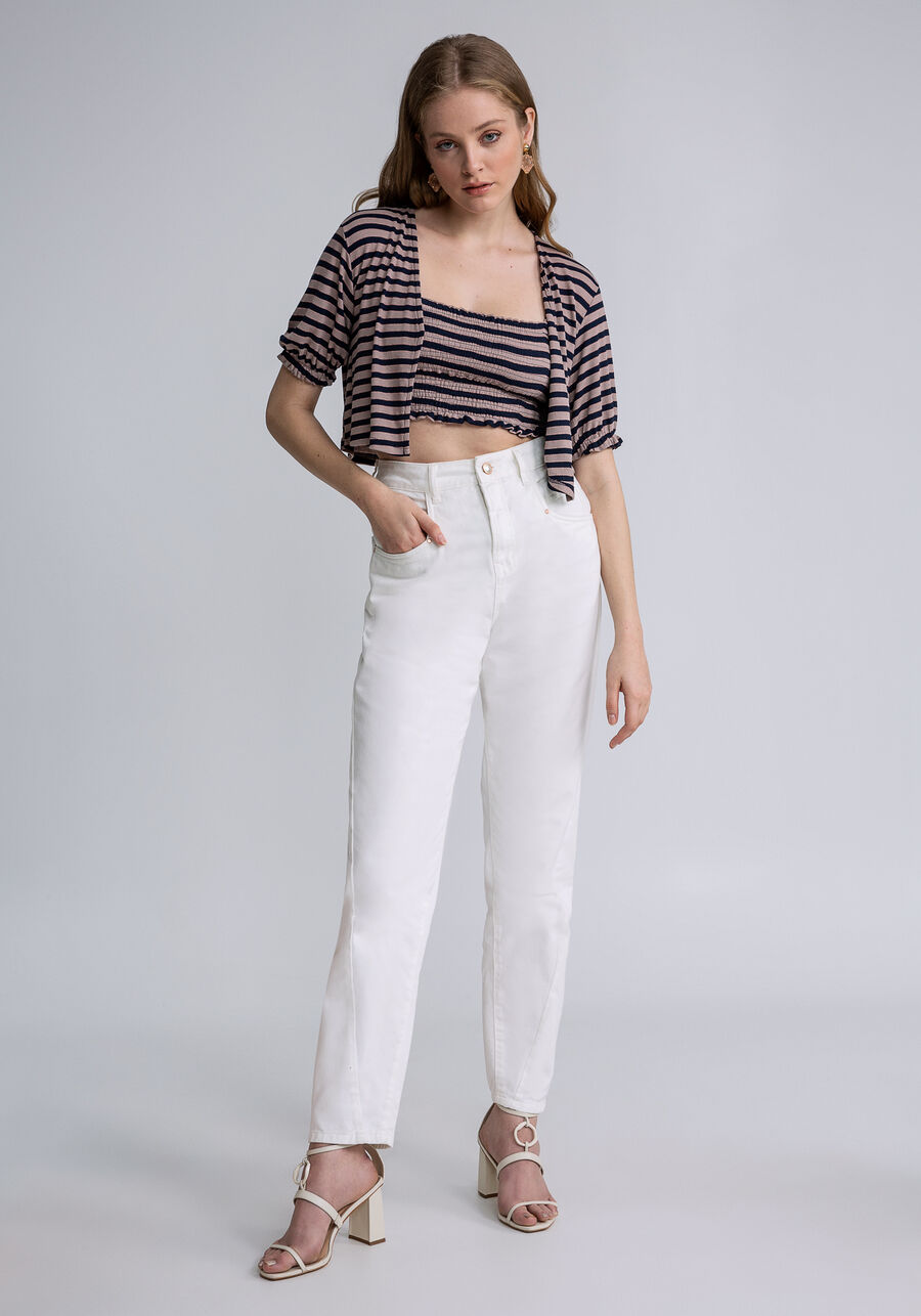 Cardigan Cropped com Top Reto, AZUL. Cardigan Cropped com Top Reto, AZUL, large.