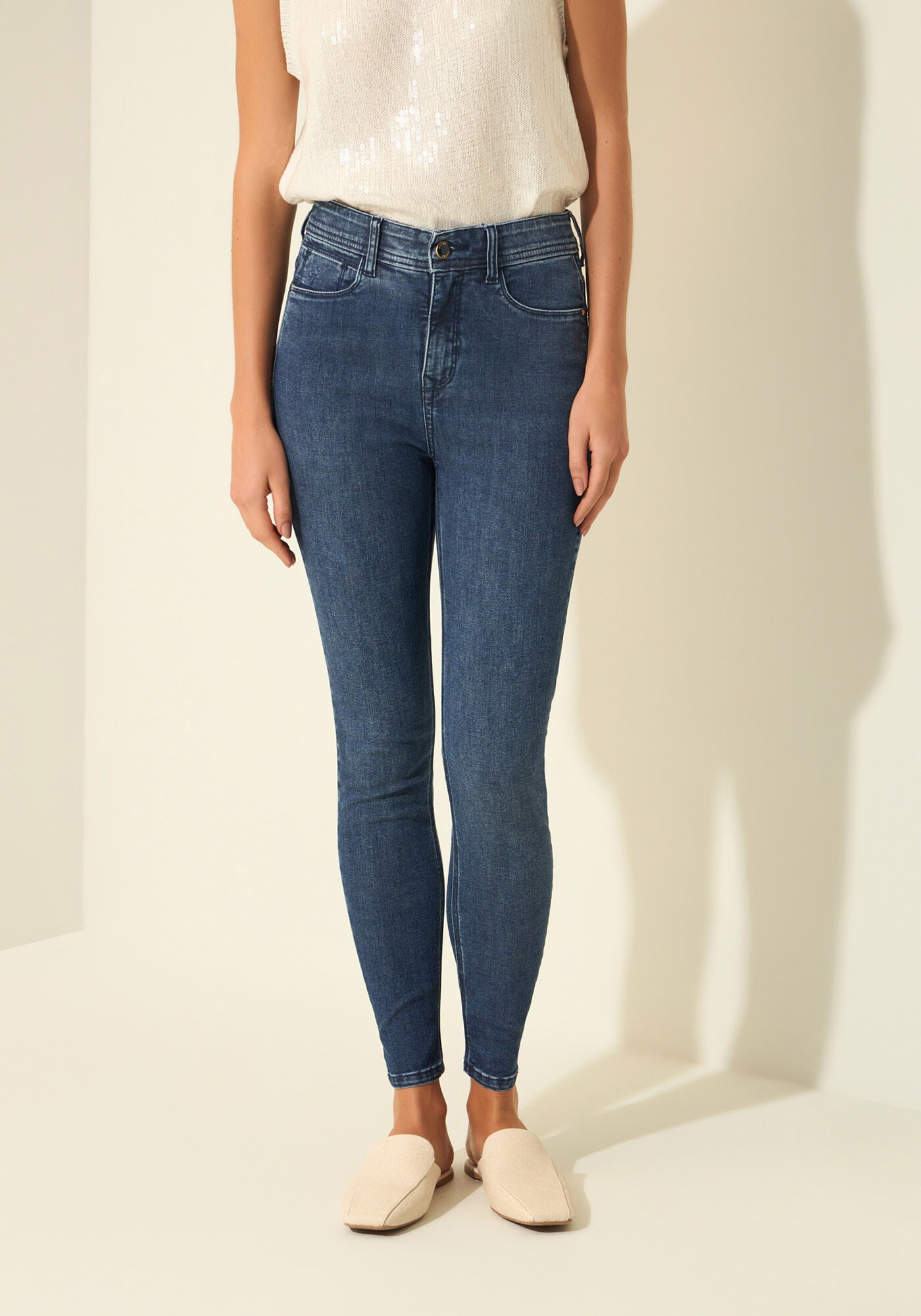 Cal&ccedil;a Jeans Cigarrete Com Cintura Alta Shaping, JEANS, large.