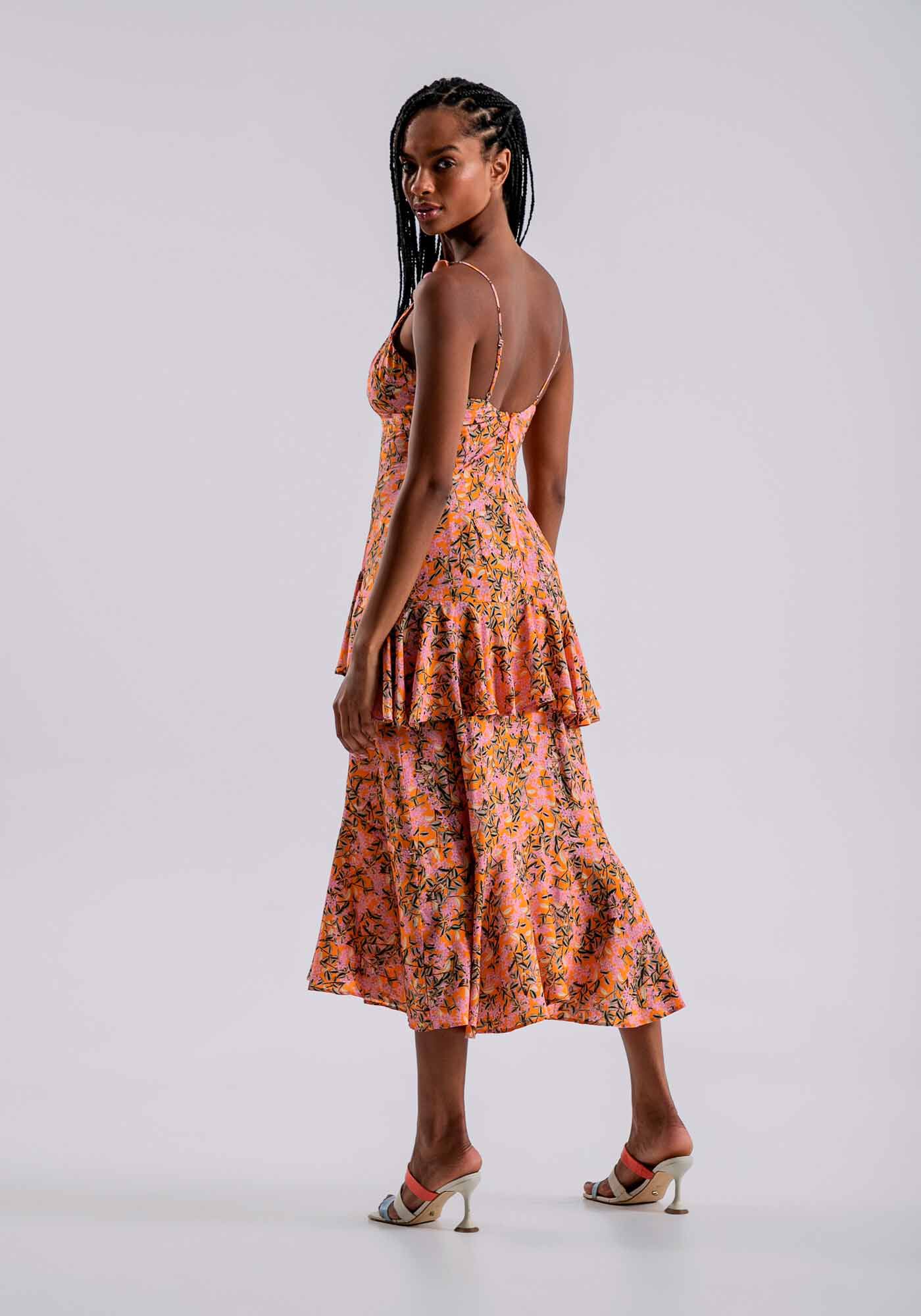 Vestido Midi com Babado Sobreposto, , large.