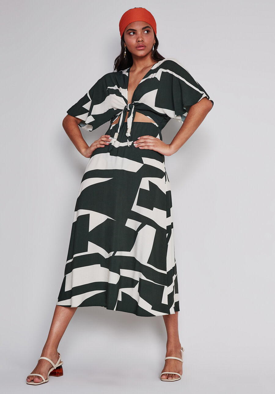 Vestido Mídi Amarração Estampa, . Vestido Mídi Amarração Estampa, , large.