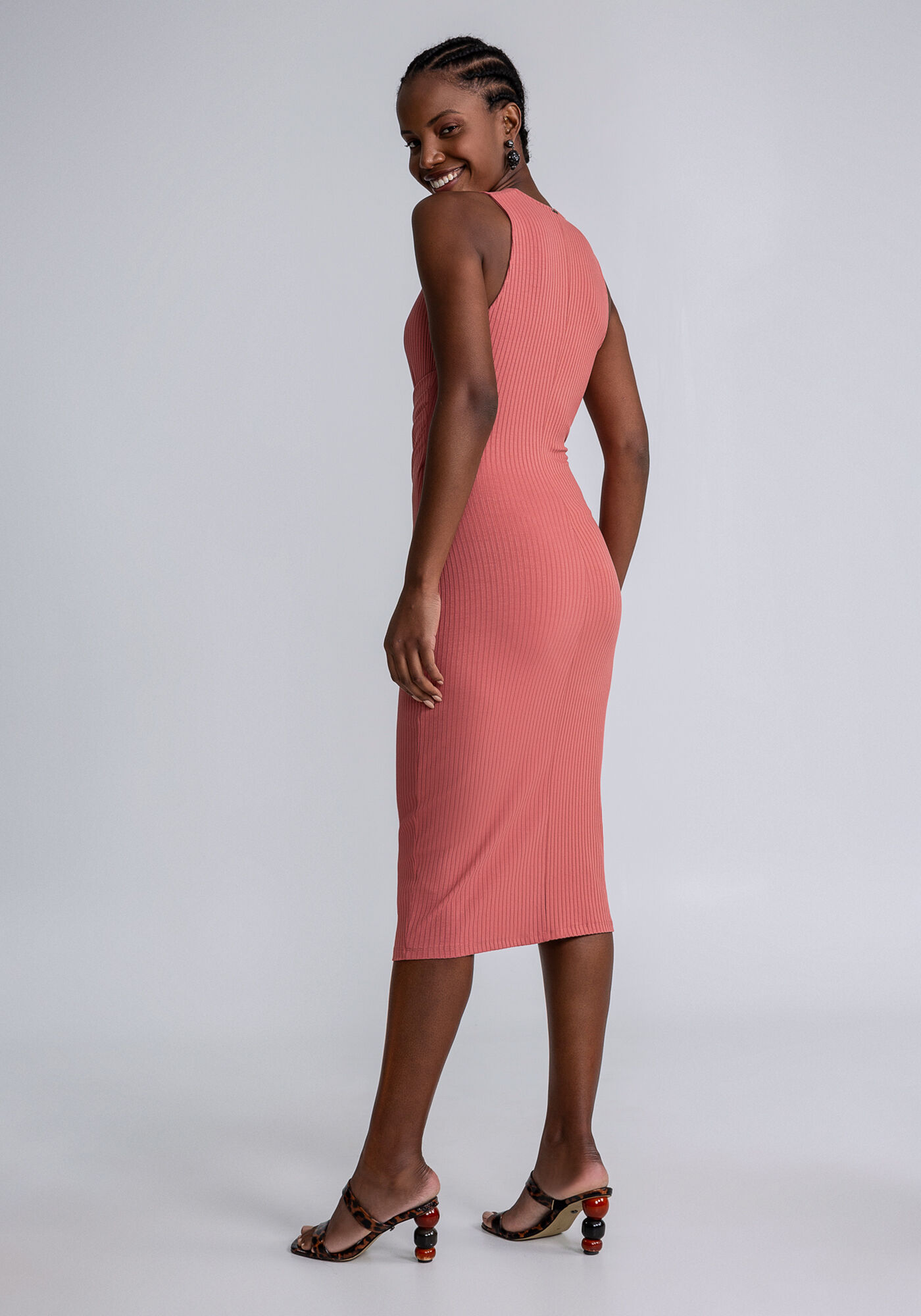 Vestido rose shop midi justo