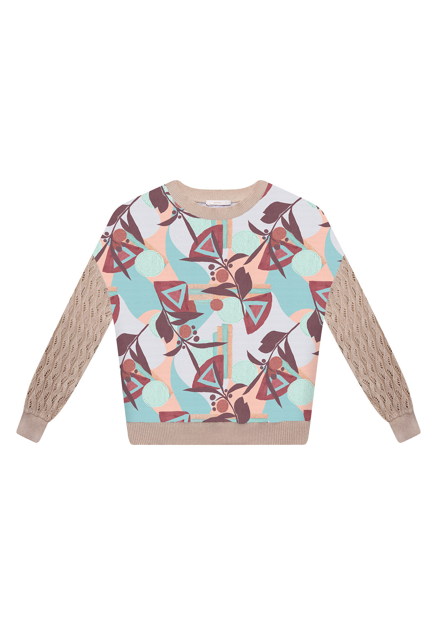 Blus&atilde;o Tric&ocirc; com Recorte, , large.