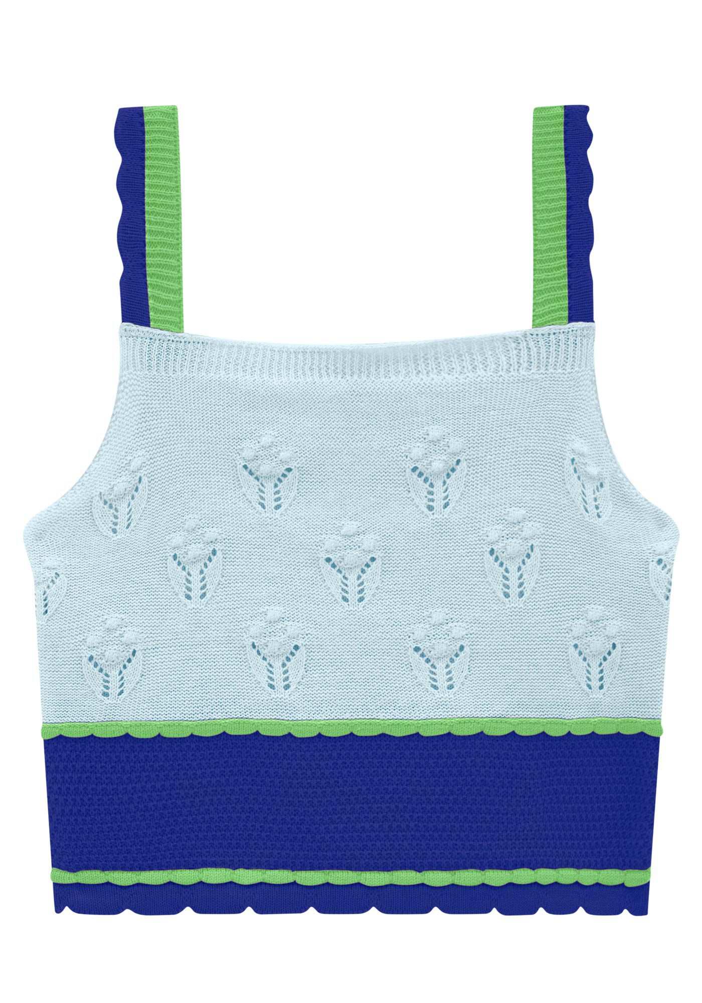 Blusa com Al&ccedil;as em Tric&ocirc; Cropped, , large.