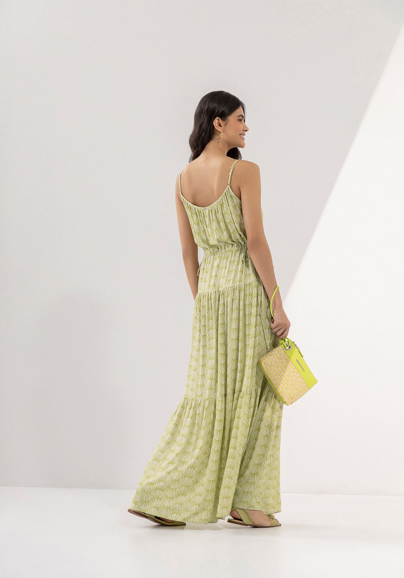 Vestido Longo Estampado com Amarra&ccedil;&atilde;o Cintura, , large.