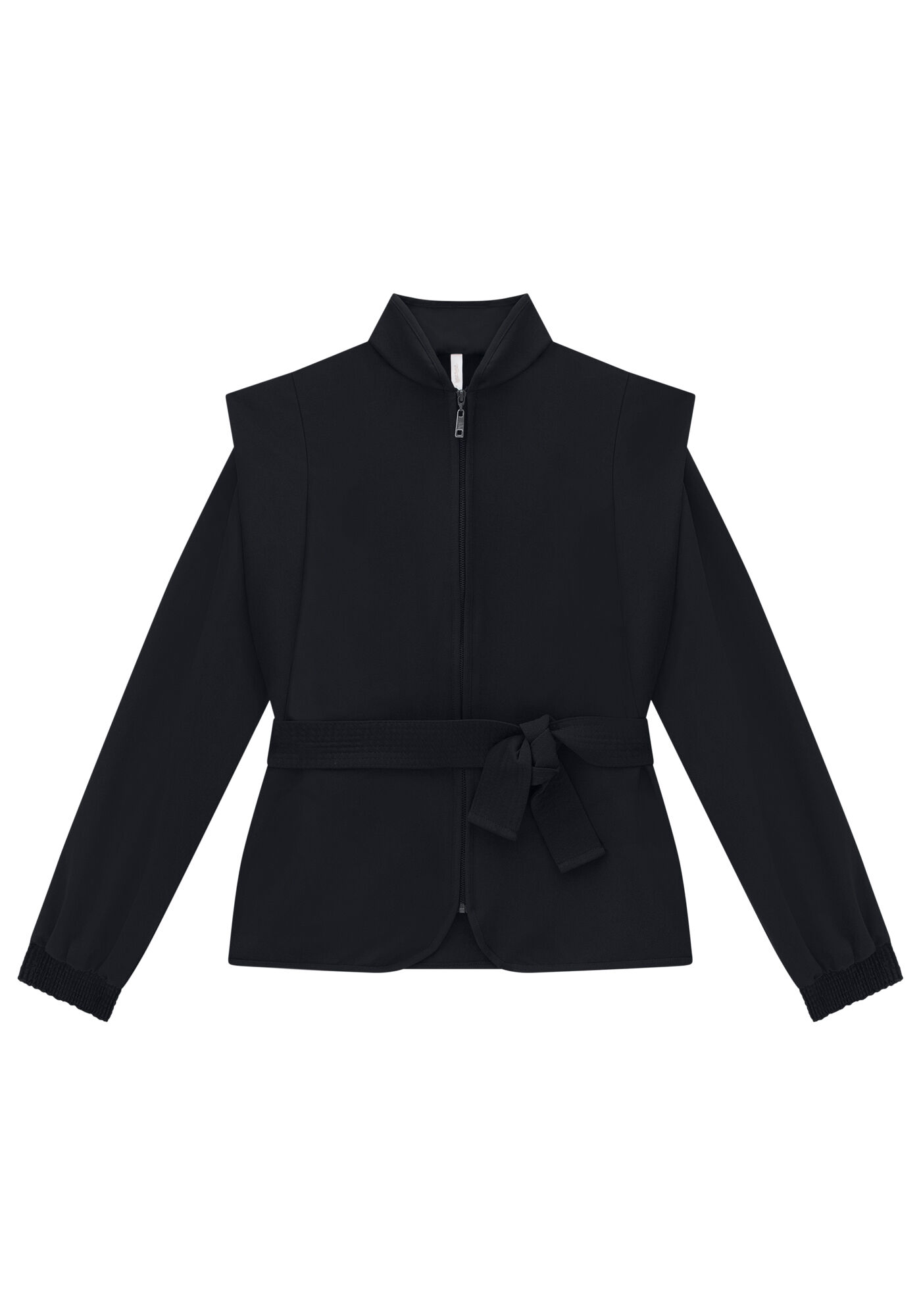 Jaqueta Petra com Recorte e Z&iacute;per, PRETO REATIVO, large.