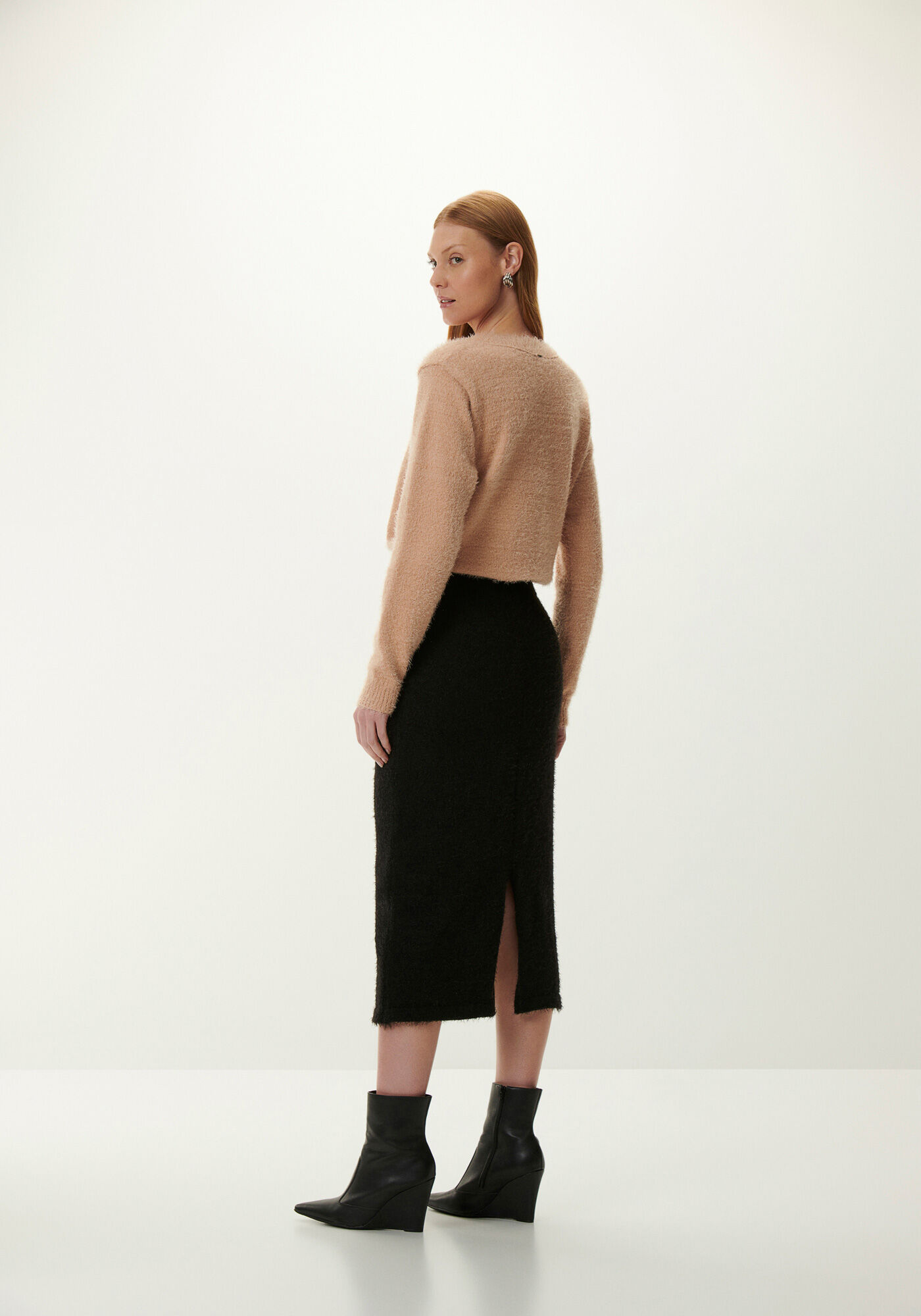 Saia Midi em Tric&ocirc; com Cintura Alta, , large.