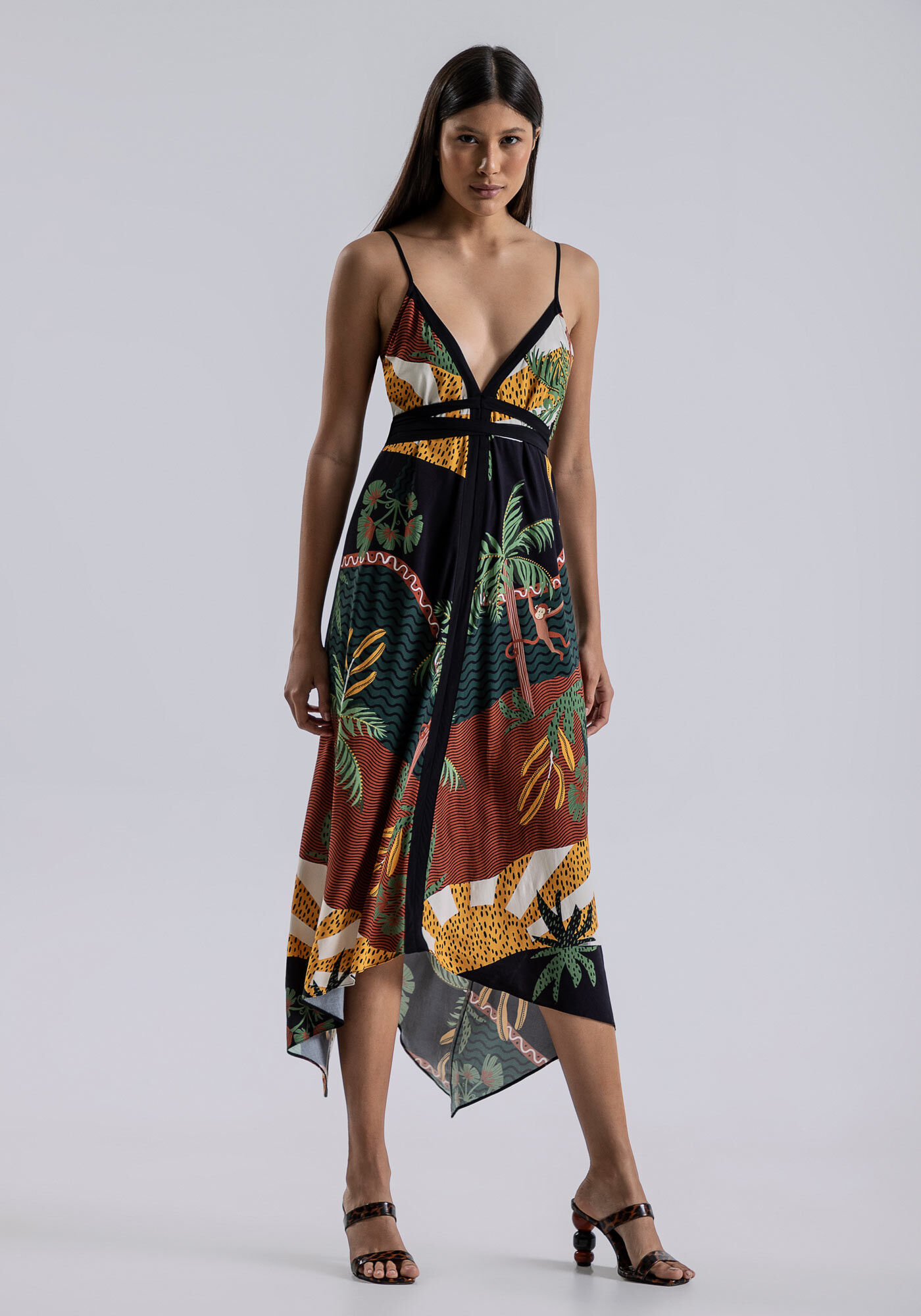 Vestido Midi Assim&eacute;trico com Amarra&ccedil;&atilde;o, TRILHA, large.