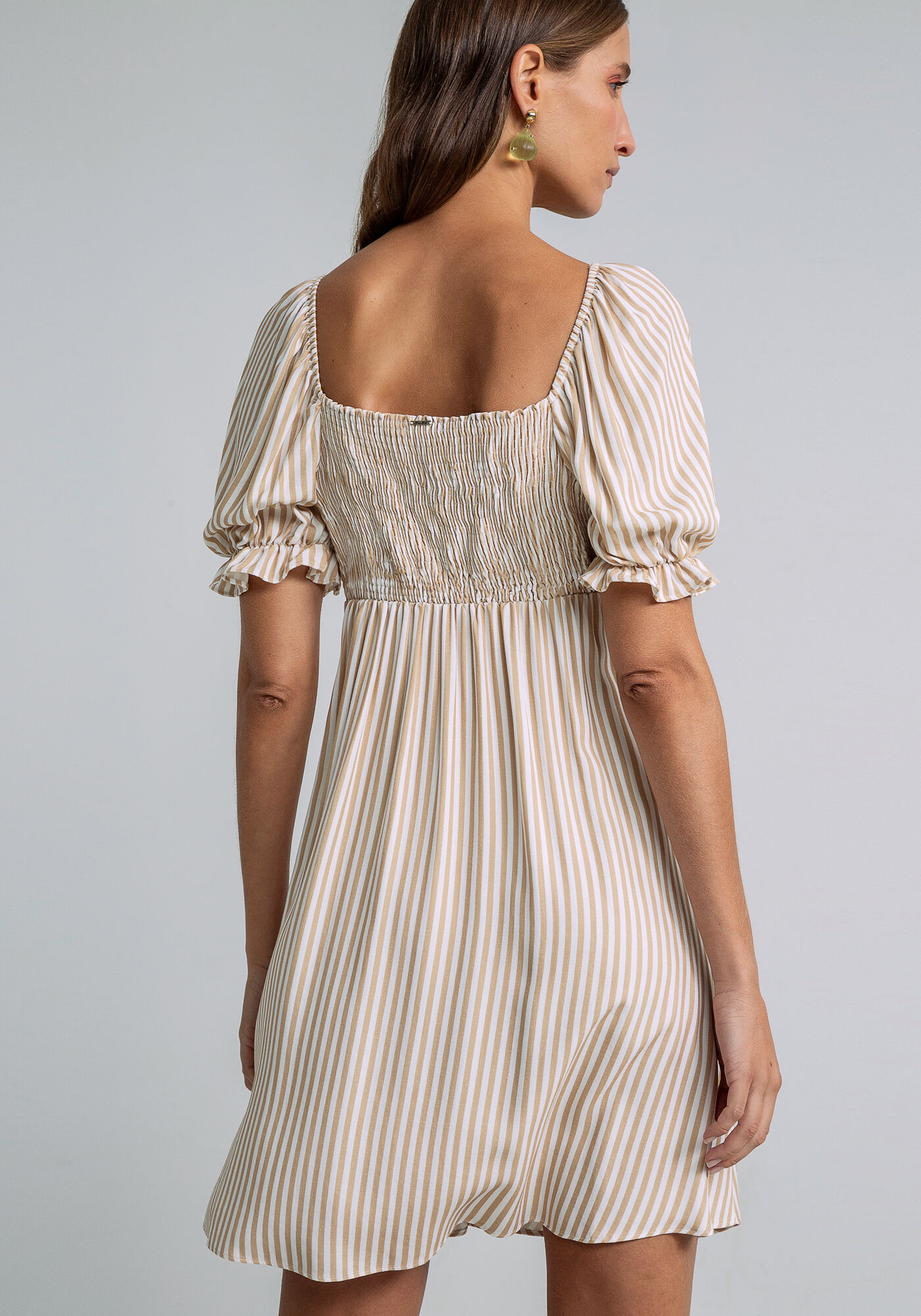 Vestido Curto Estampado Franzido Busto, , large.