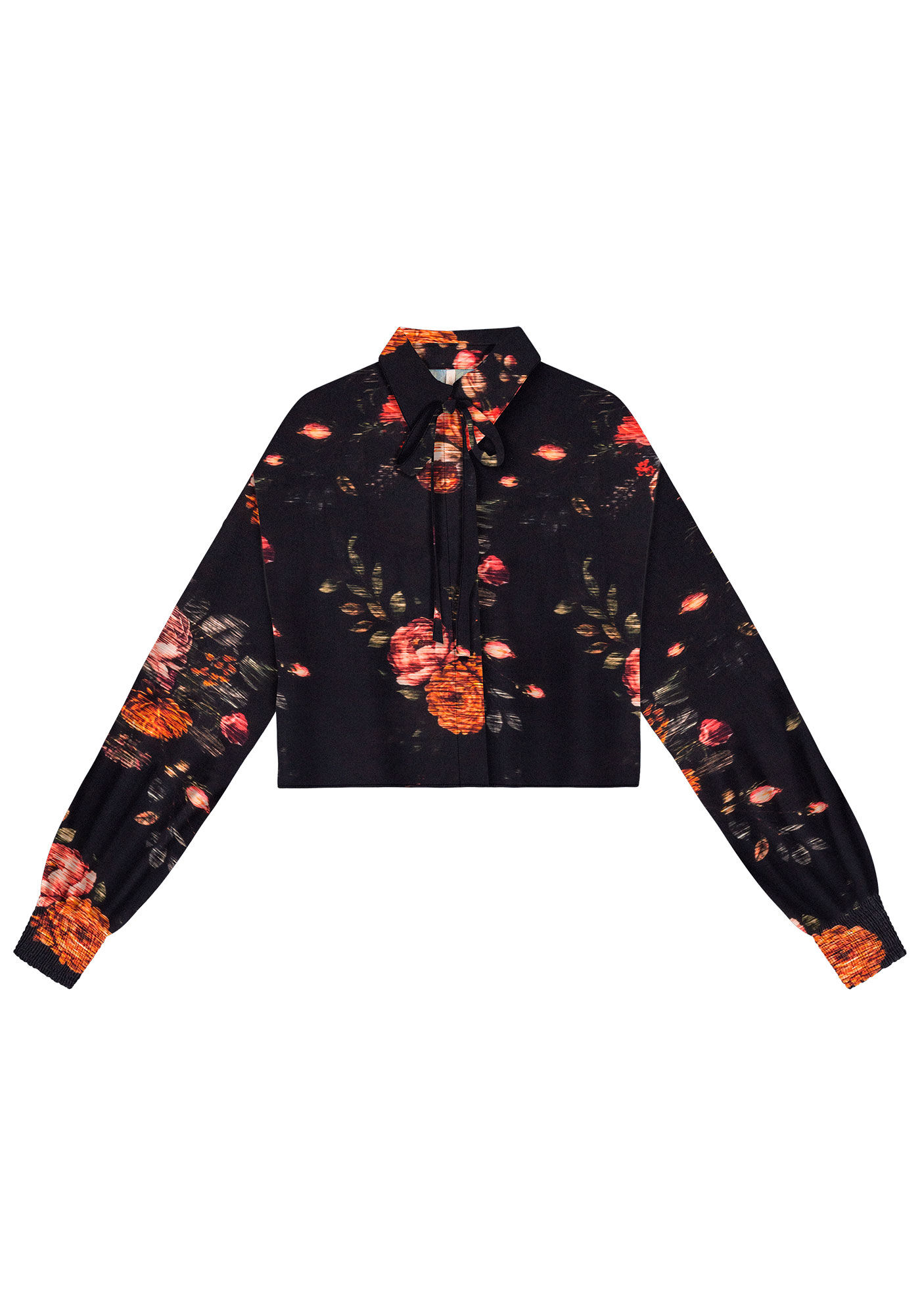 Camisa Cropped Manga Longa Estampada, , large.