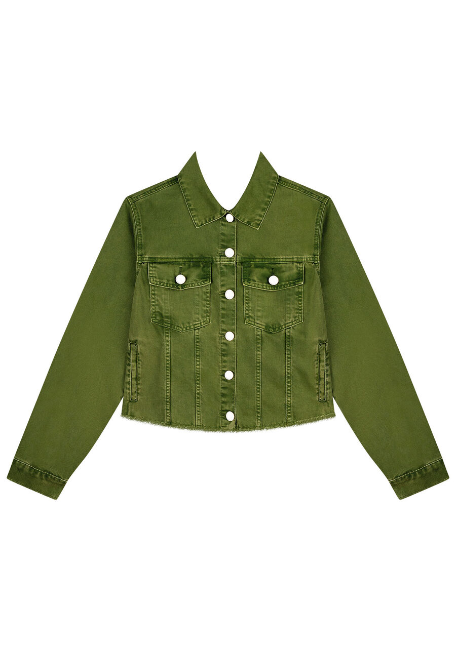 Jaqueta Sarja Estonada com Barra Desfiada, VERDE AGENA. Jaqueta Sarja Estonada com Barra Desfiada, VERDE AGENA, large.