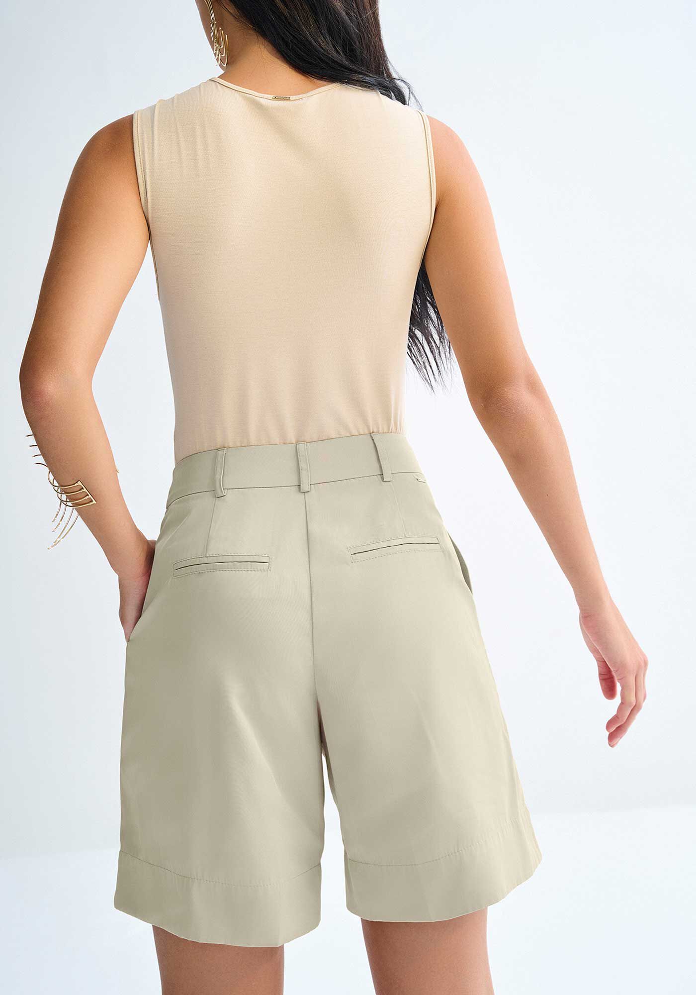 Shorts Cintura Alta Alfaiataria Alongado, , large.