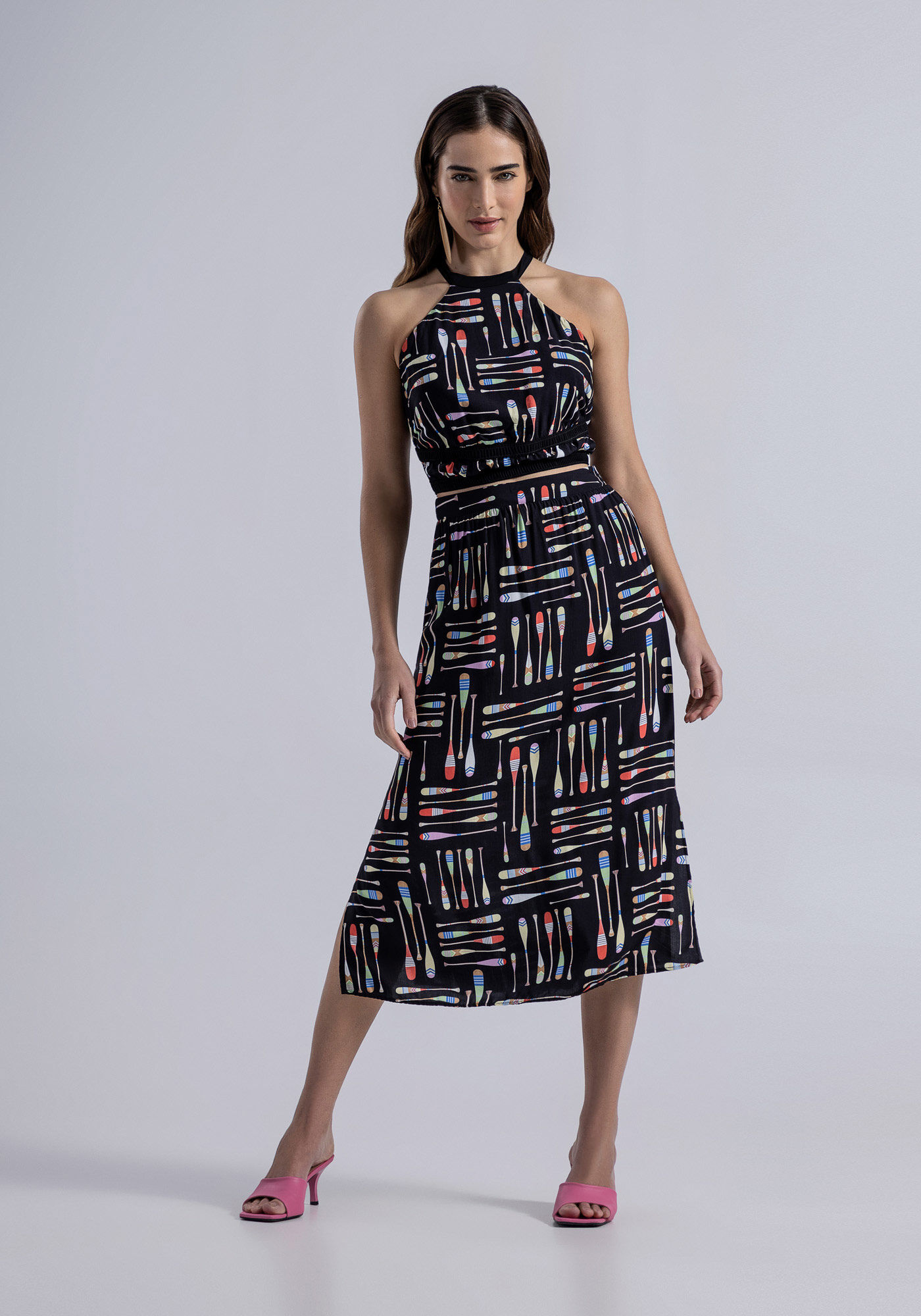 Blusa Cava Americana em Viscose com Franzidos, , large.