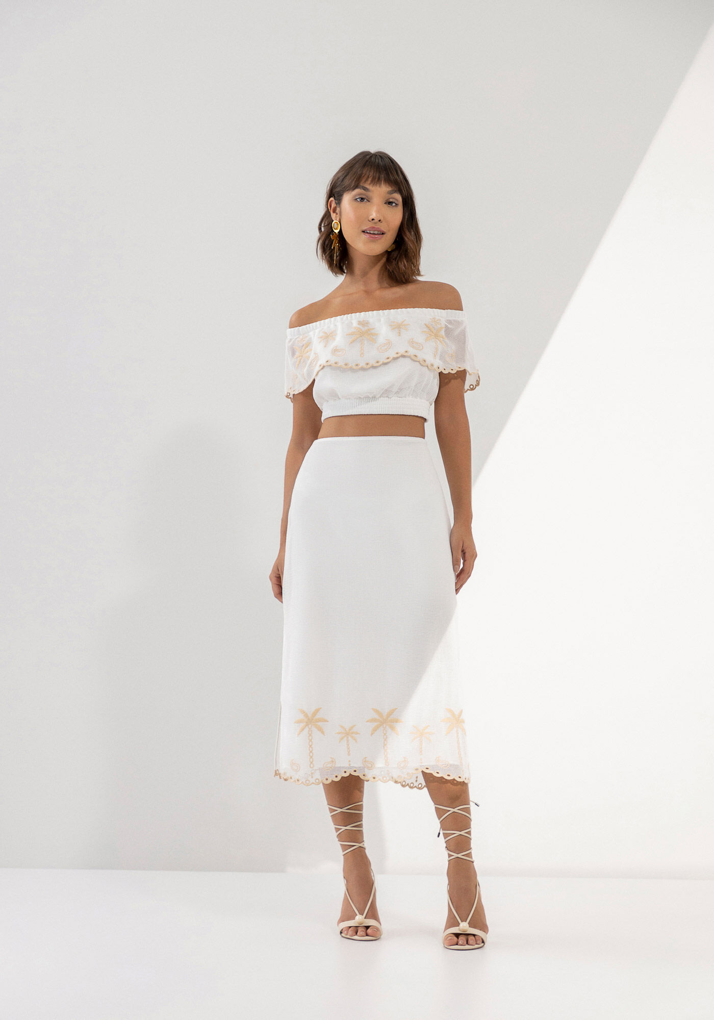 Saia Midi em Tela com Bordado Coqueiros, , large.