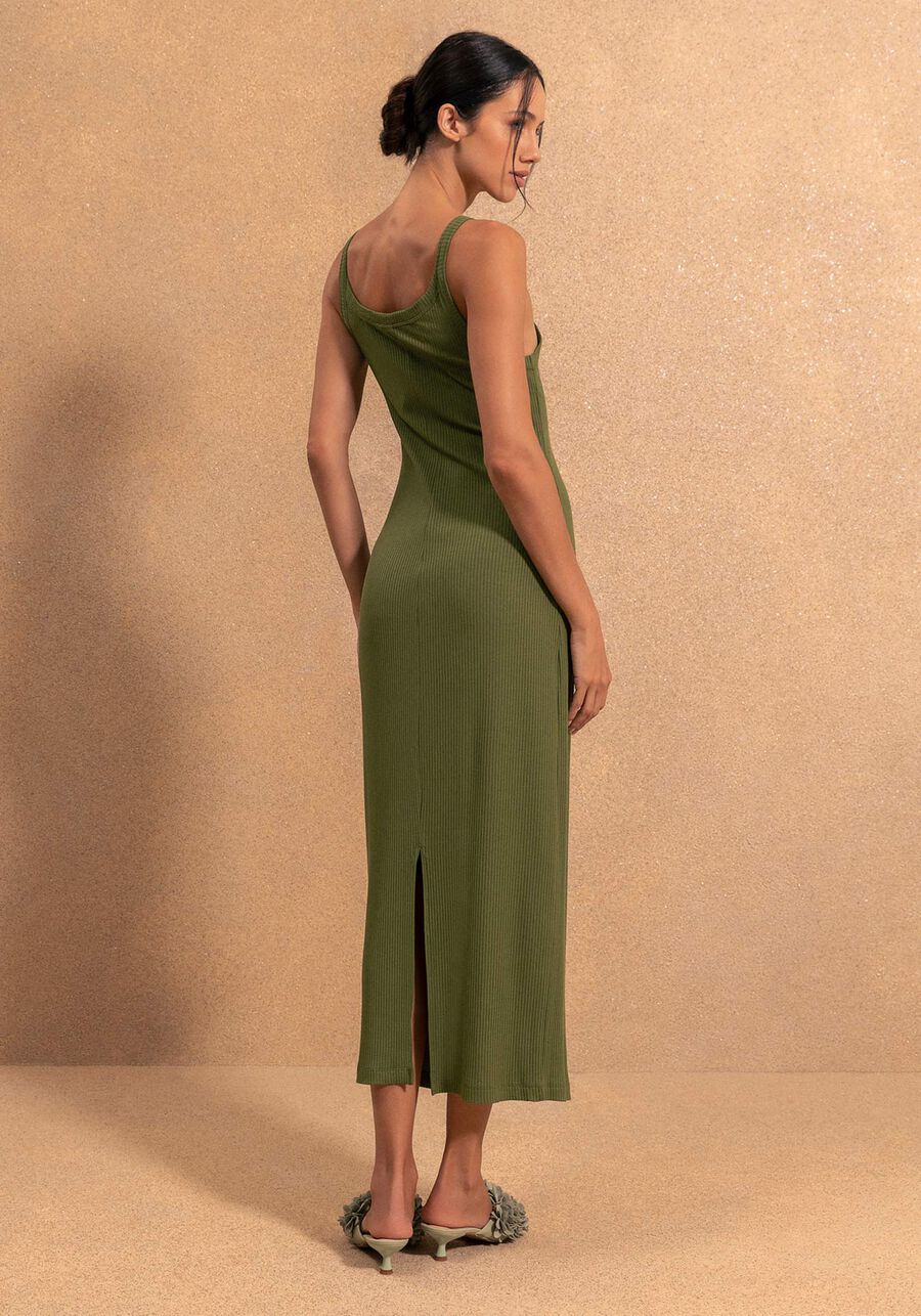 Vestido Chá De Alças Em Malha Canelada Essential, VERDE FLORENA. Vestido Chá De Alças Em Malha Canelada Essential, VERDE FLORENA, large.