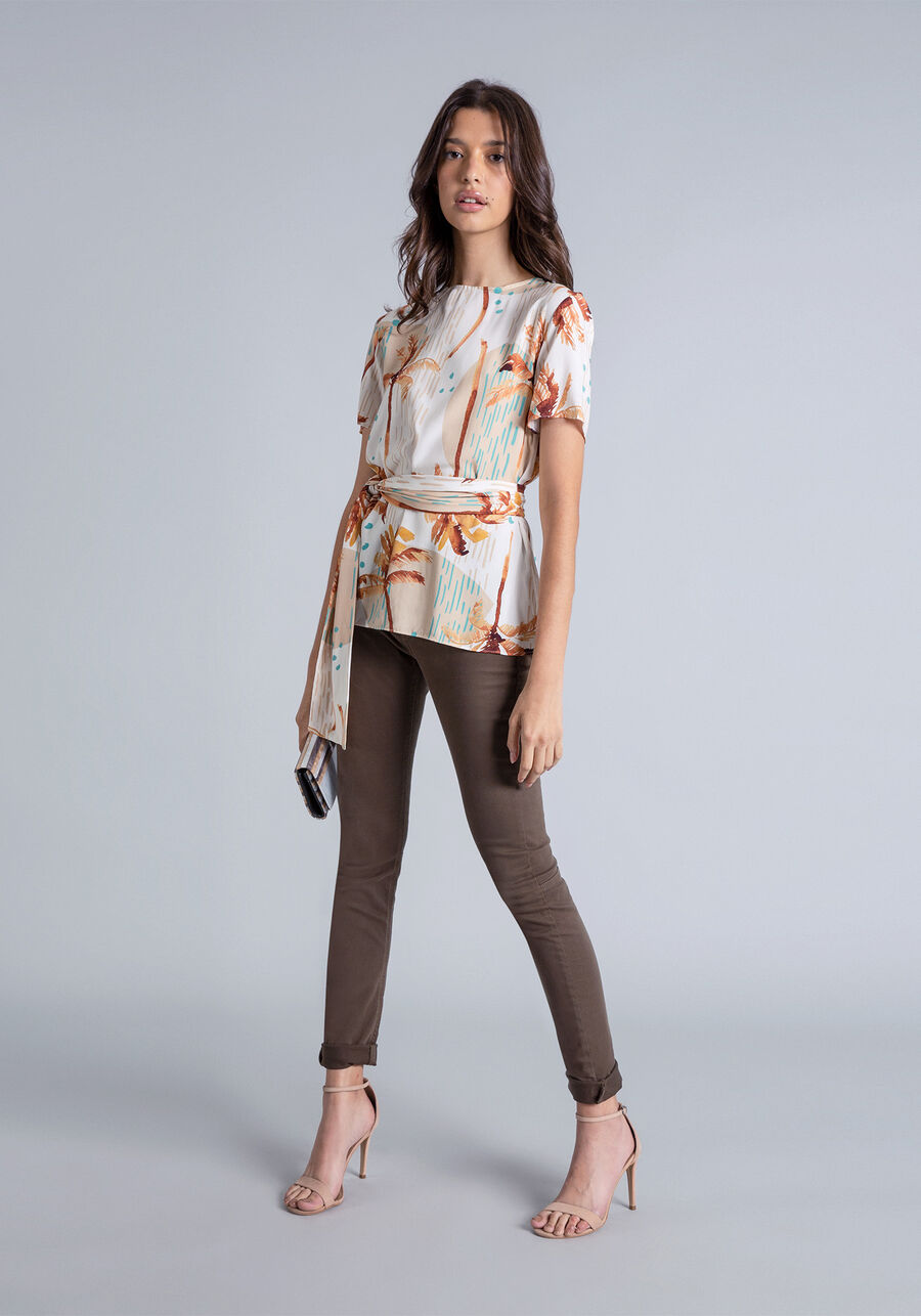 Blusa Estampada com Faixa, . Blusa Estampada com Faixa, , large.