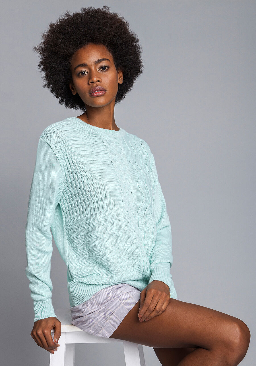 Blusão Manga Longa Textura Tricô, . Blusão Manga Longa Textura Tricô, , large.