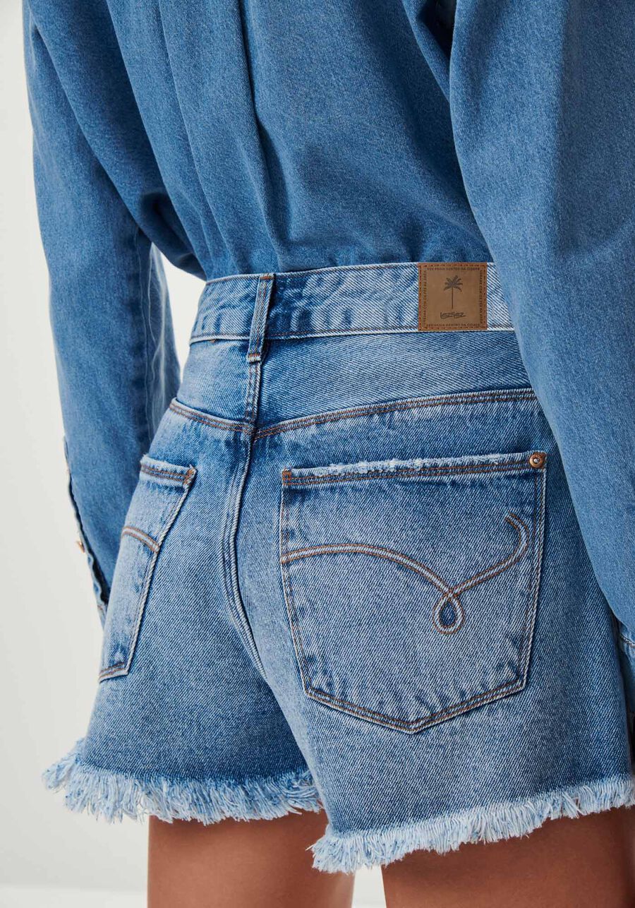 Shorts Jeans Linha A com Cintura Alta, JEANS, large.