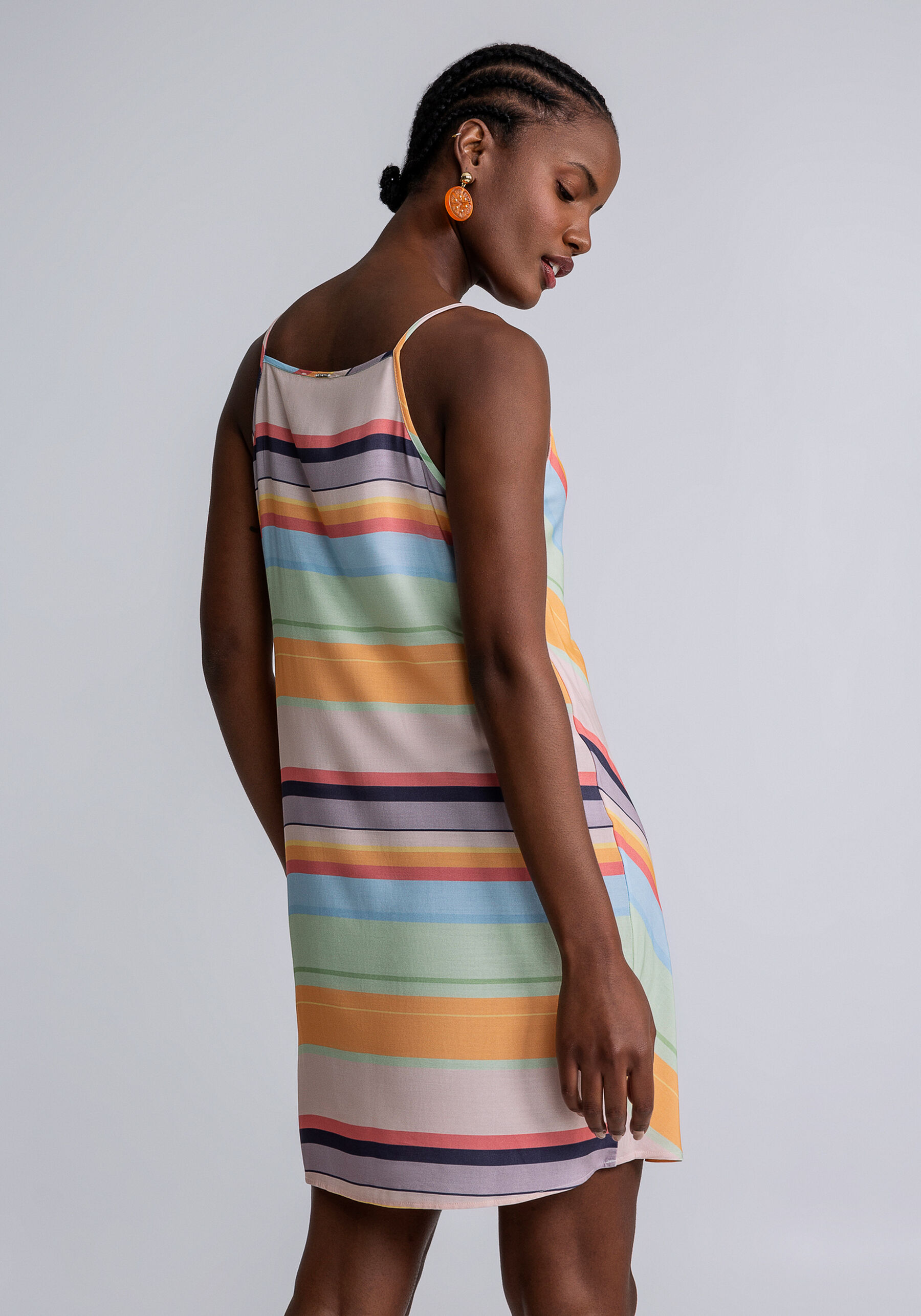 Vestido com Alças Decote V Estampado, . Vestido com Alças Decote V Estampado, , large.