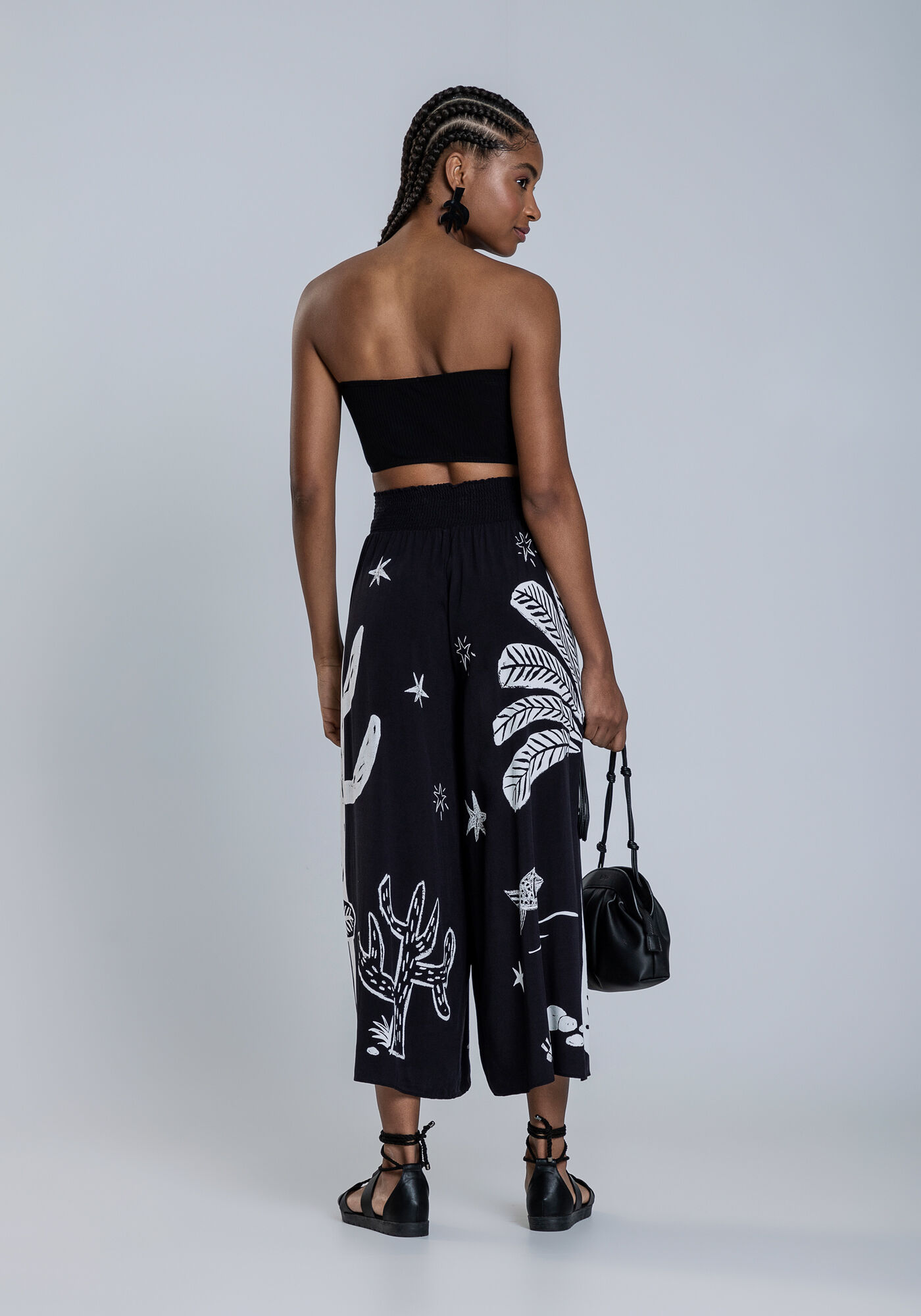 Cal&ccedil;a Pantacourt em Viscose com Estampa, , large.