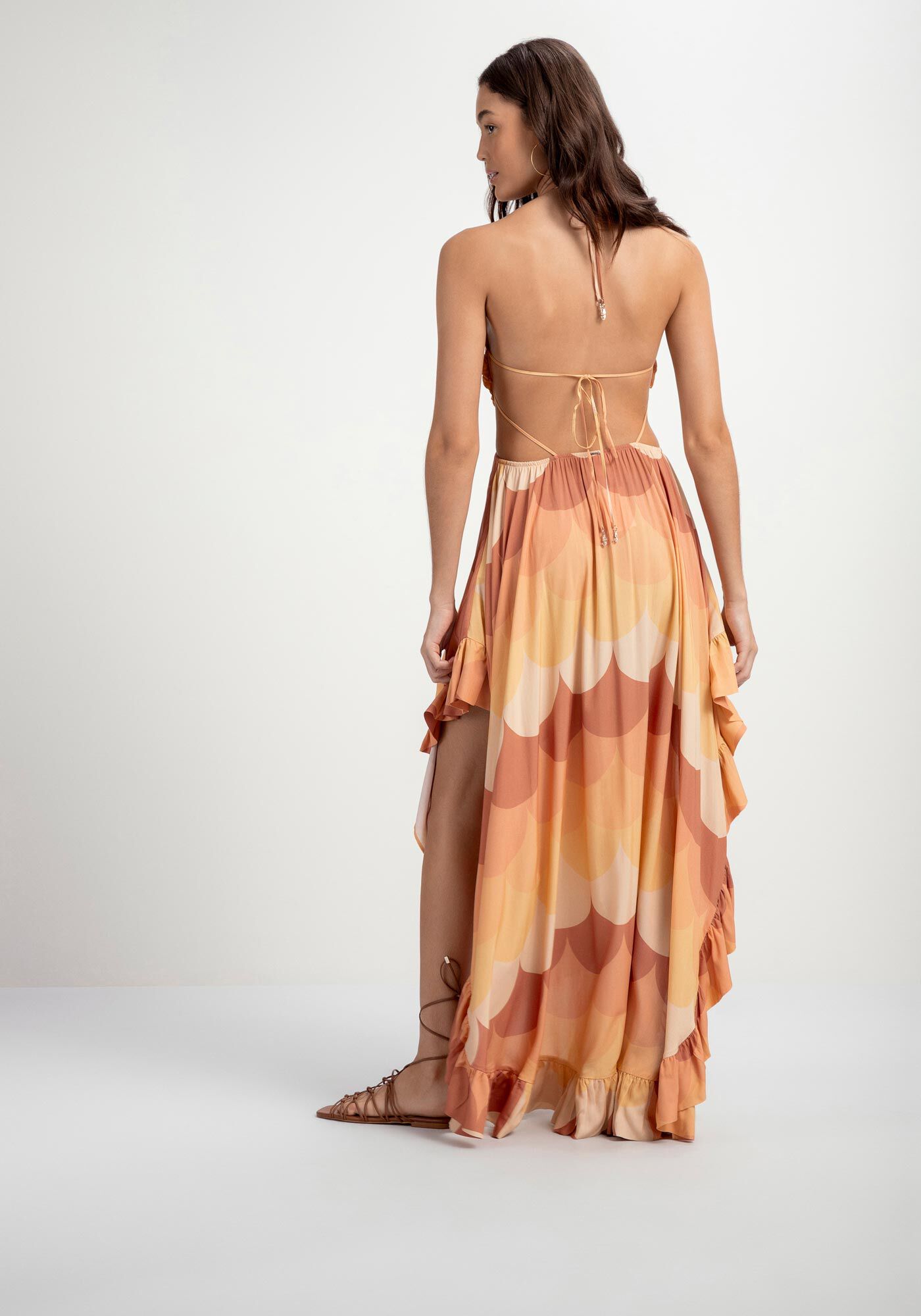 Vestido viscose longo estampado clearance