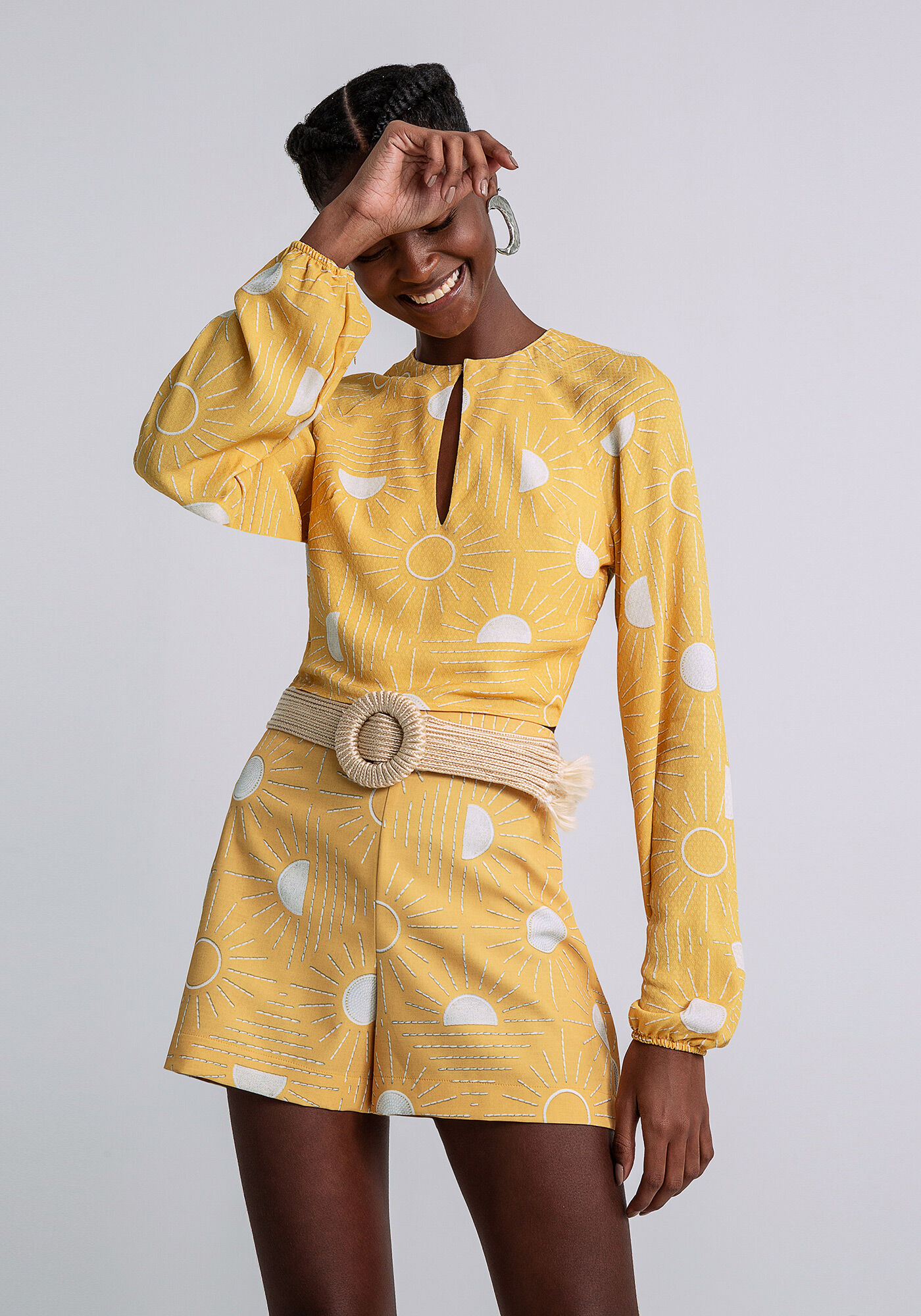 Blusa Manga Longa Cropped Estampa, SOLARES, large.