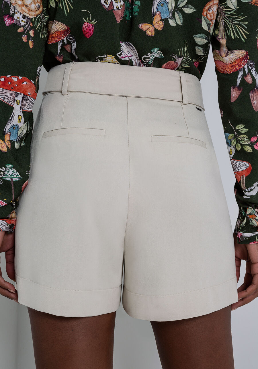Shorts Cintura Média em Tecido Velurd com Cinto, , large.