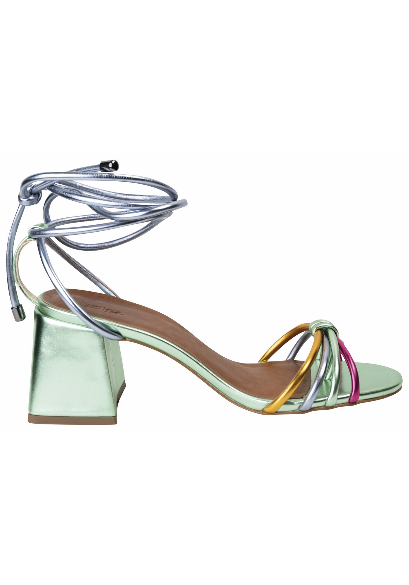 Sand&aacute;lia Salto Flare Metalizado com Amarra&ccedil;&atilde;o, , large.