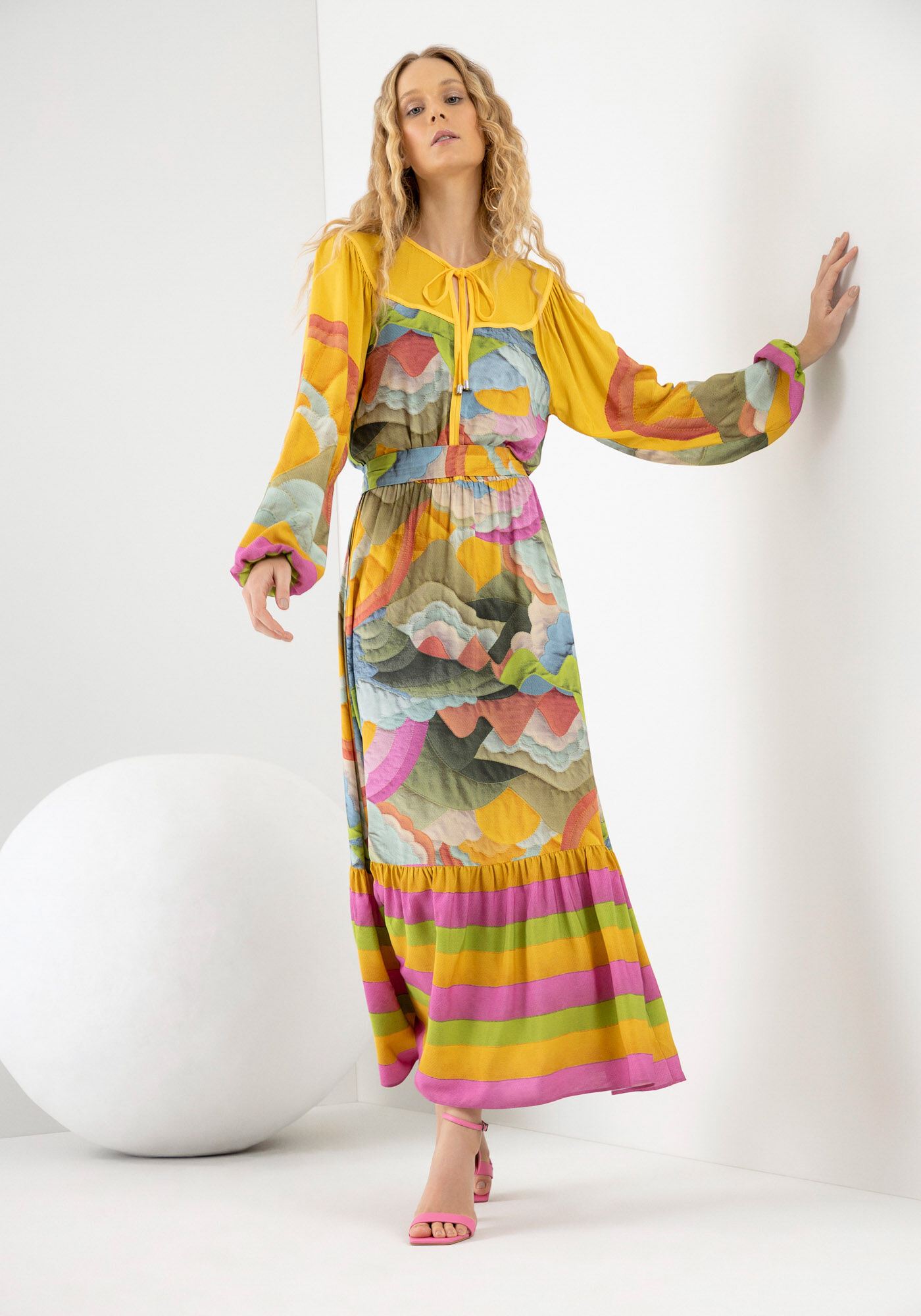 Vestido viscose deals manga longa
