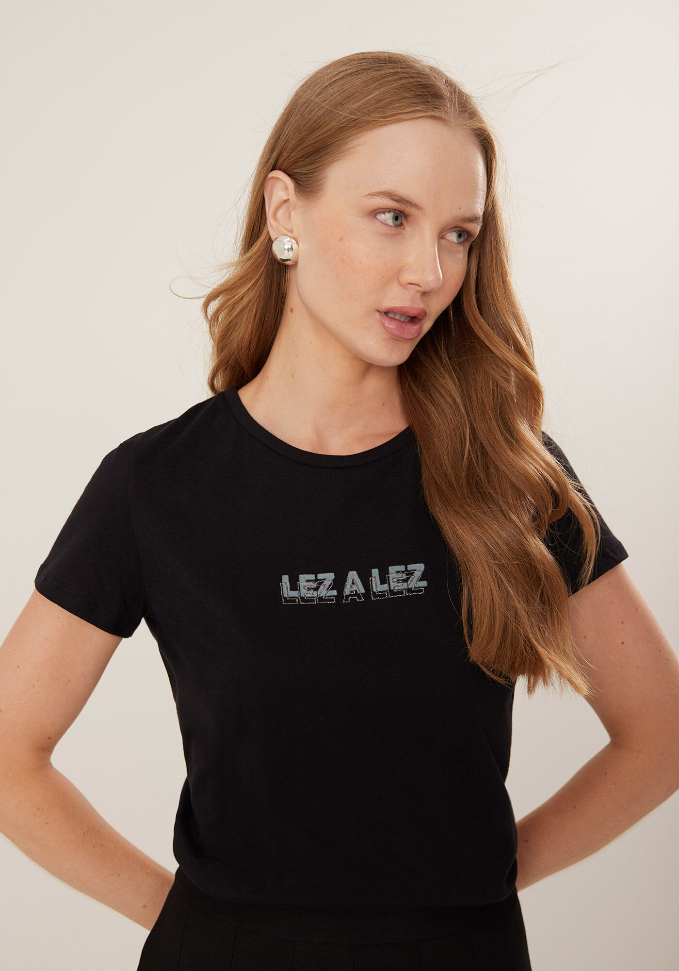 Blusa T-Shirt De Mangas Curtas Em Algod&atilde;o Penteado, , large.