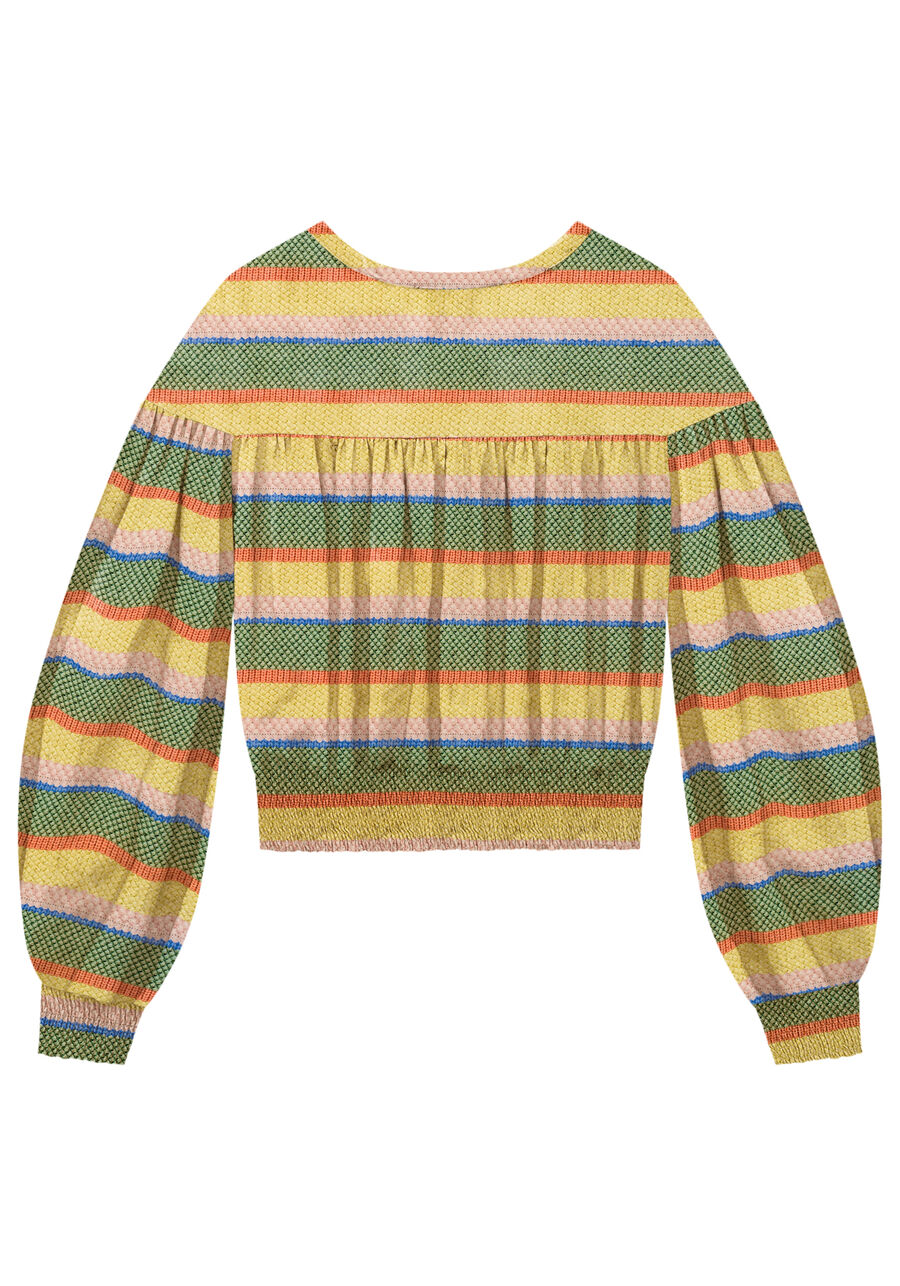 Blusa Manga Bufante em Viscose com Lastex, ACONCHEGO. Blusa Manga Bufante em Viscose com Lastex, ACONCHEGO, large.