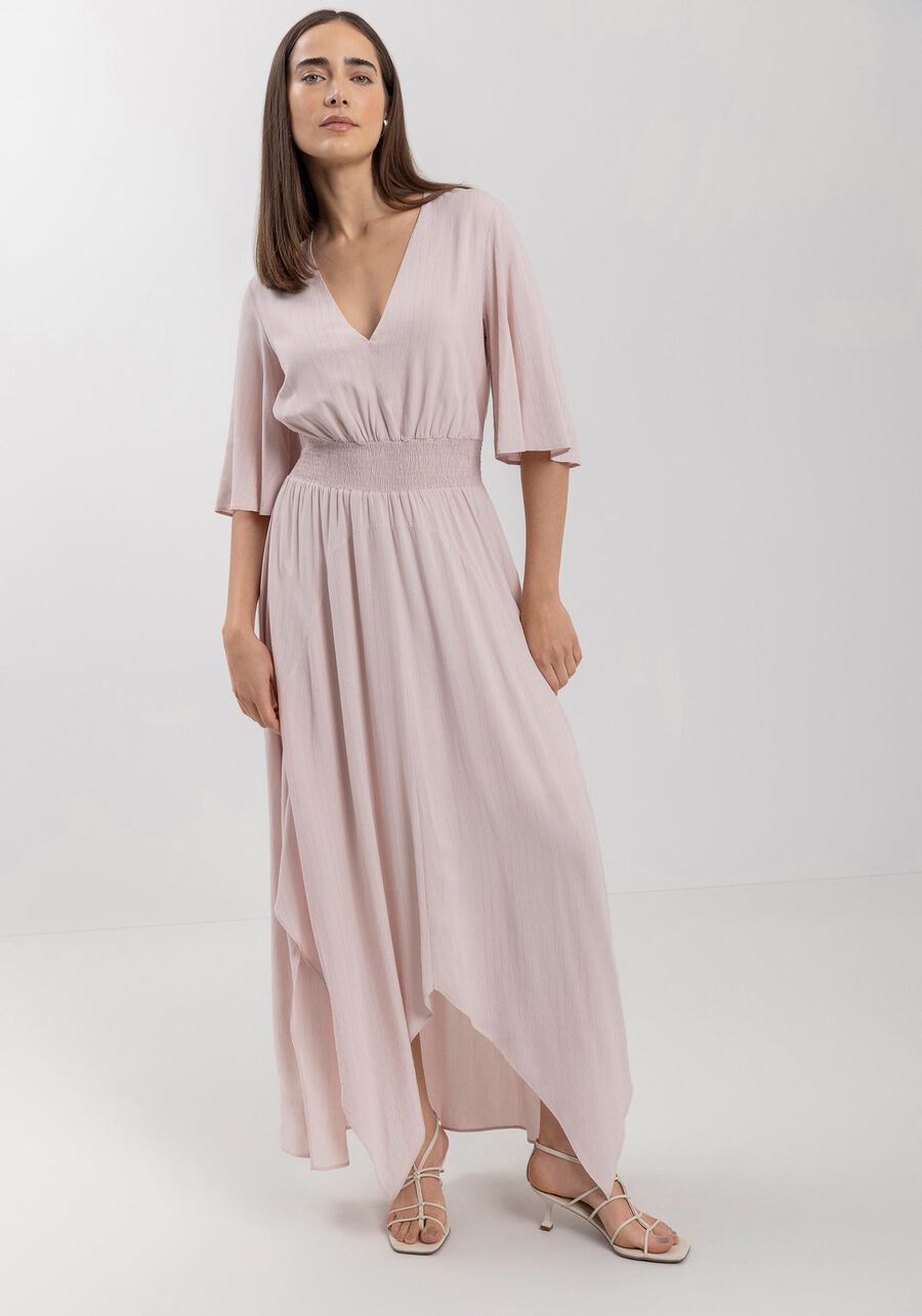 Vestido Longo Fluido Em Viscose Com Fios De Lurex, . Vestido Longo Fluido Em Viscose Com Fios De Lurex, , large.