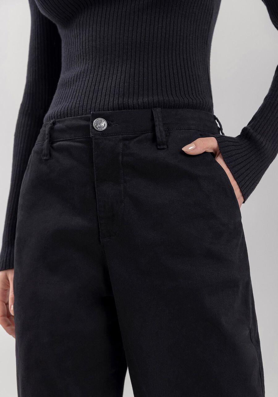 Calça Slim Cropped Com Cintura Alta Em Sarja Com Elastano, . Calça Slim Cropped Com Cintura Alta Em Sarja Com Elastano, , large.