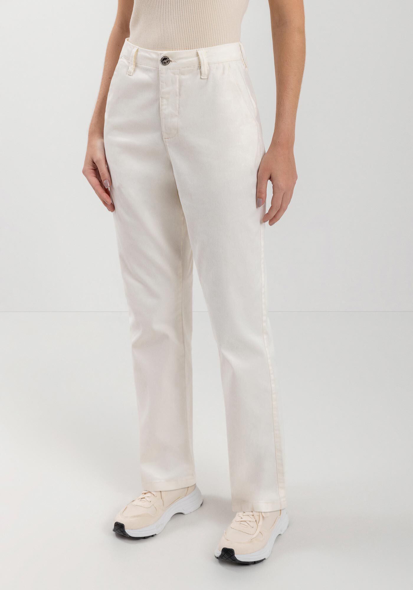 Cal&ccedil;a Slim Cropped Com Cintura Alta Em Sarja Com Elastano, , large.