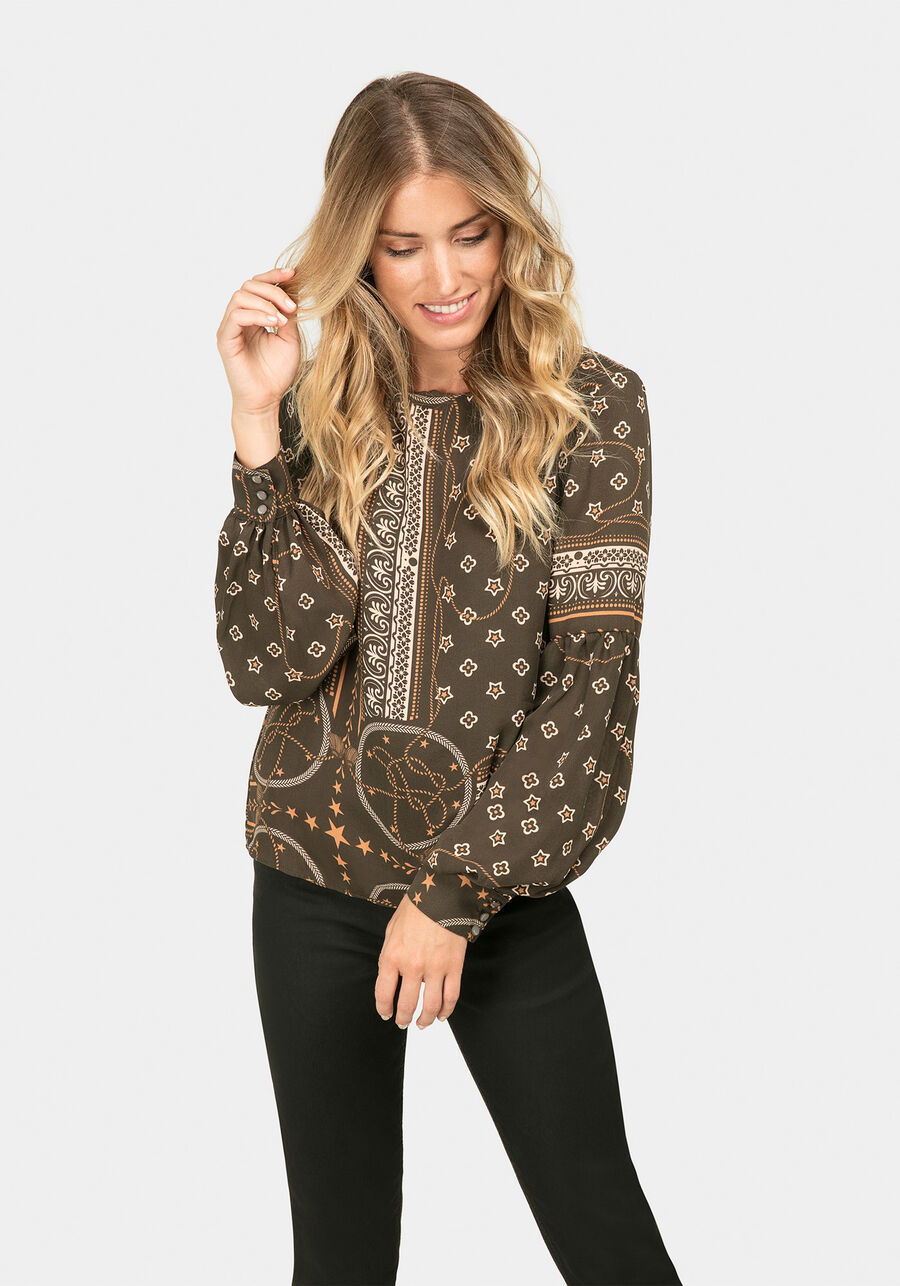 Blusa Manga Longa Estampada Tecido, . Blusa Manga Longa Estampada Tecido, , large.