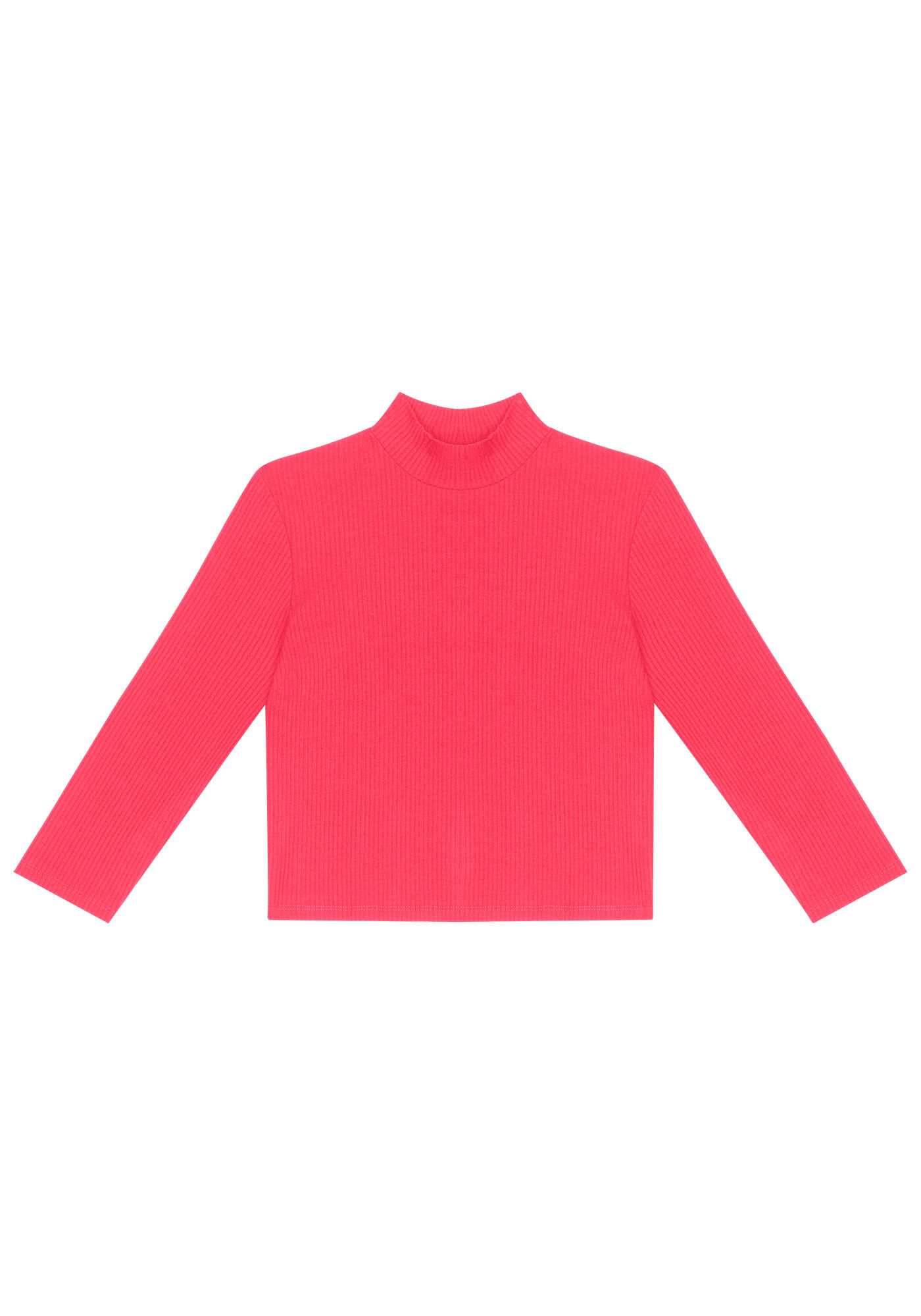 Blusa Manga 3/4 Cropped Canelada com Gola Alta, , large.