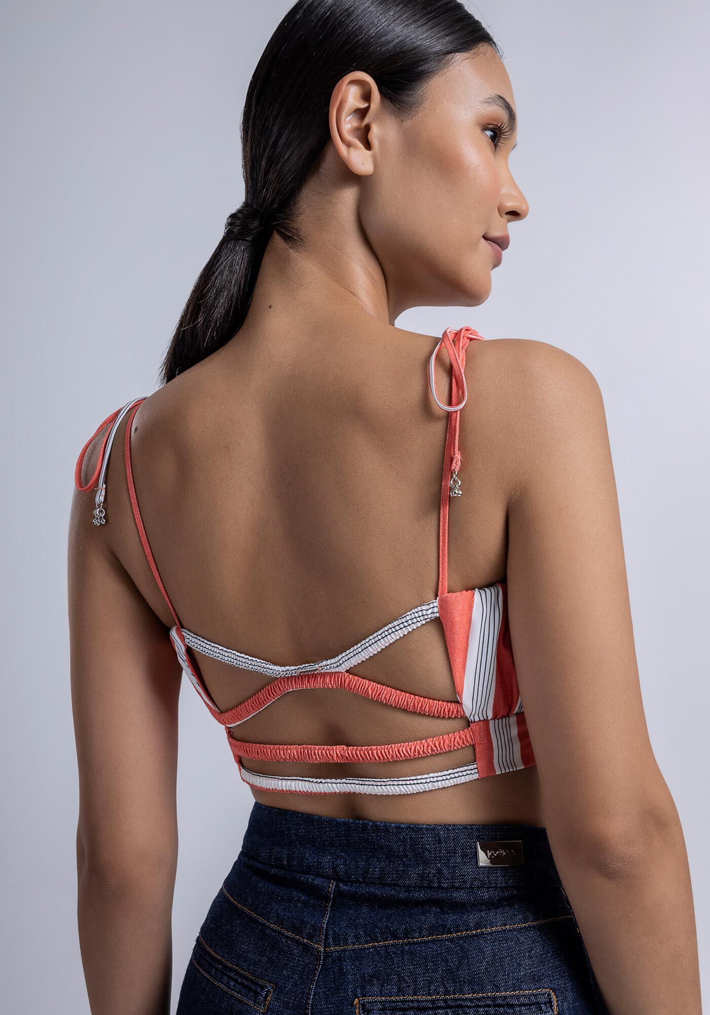 Blusa Cropped em Viscose com Tiras Costas, URUCUM, large.